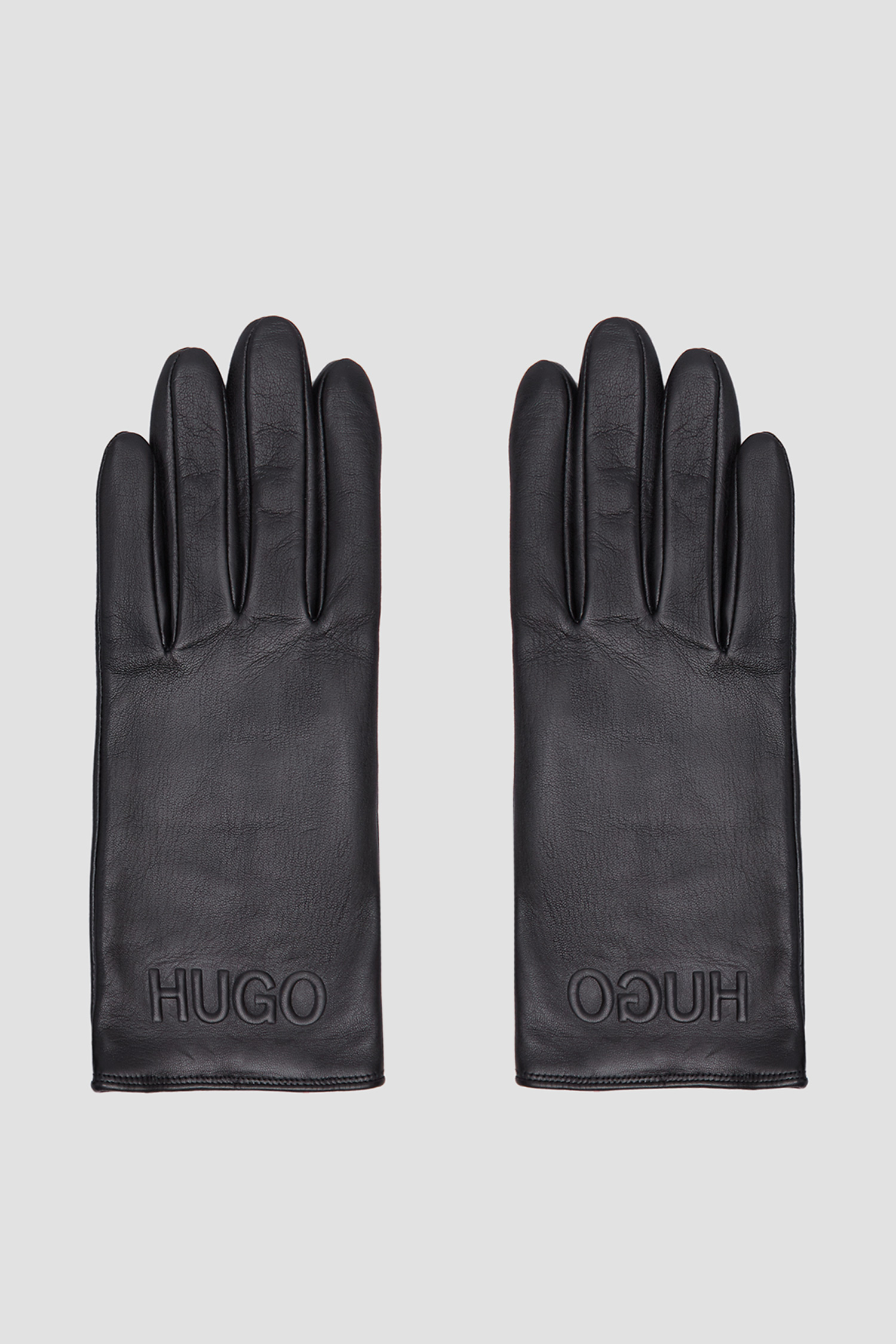 Женские черные кожаные перчатки HUGO 50436272;001