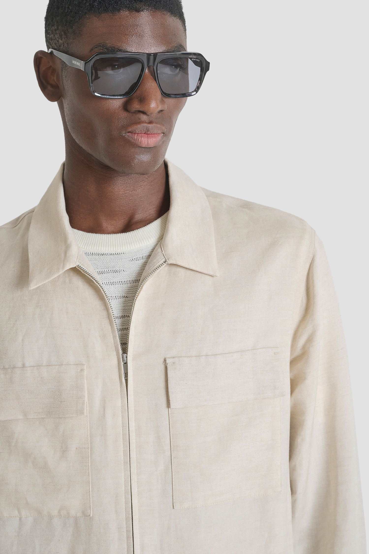 Мужская бежевая льняная рубашка Antony Morato MMSL00795.FA900135;2066
