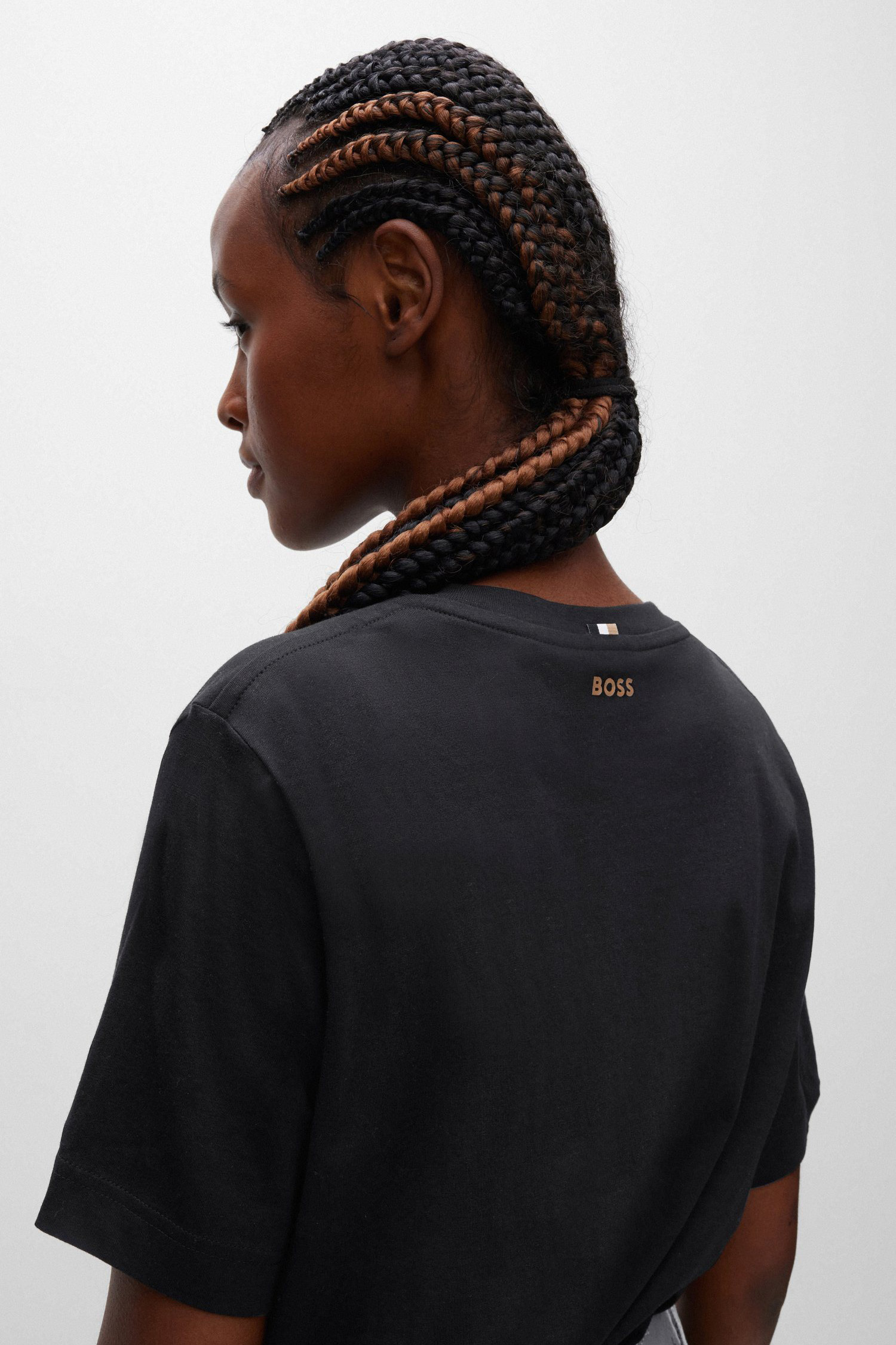 Женская черная футболка BOSS 50457259;001