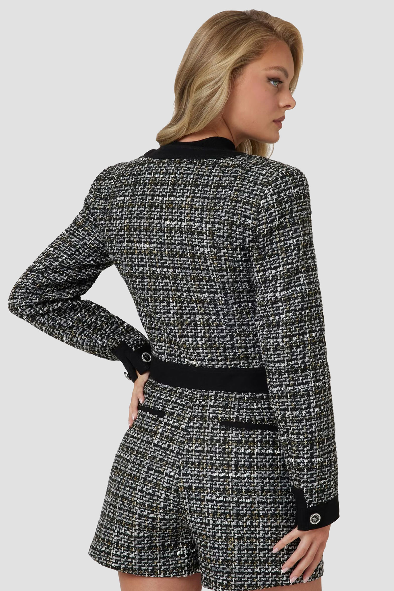 Жіночий чорний твідовий жакет Guess W4BN61.WGIL2;F9EF