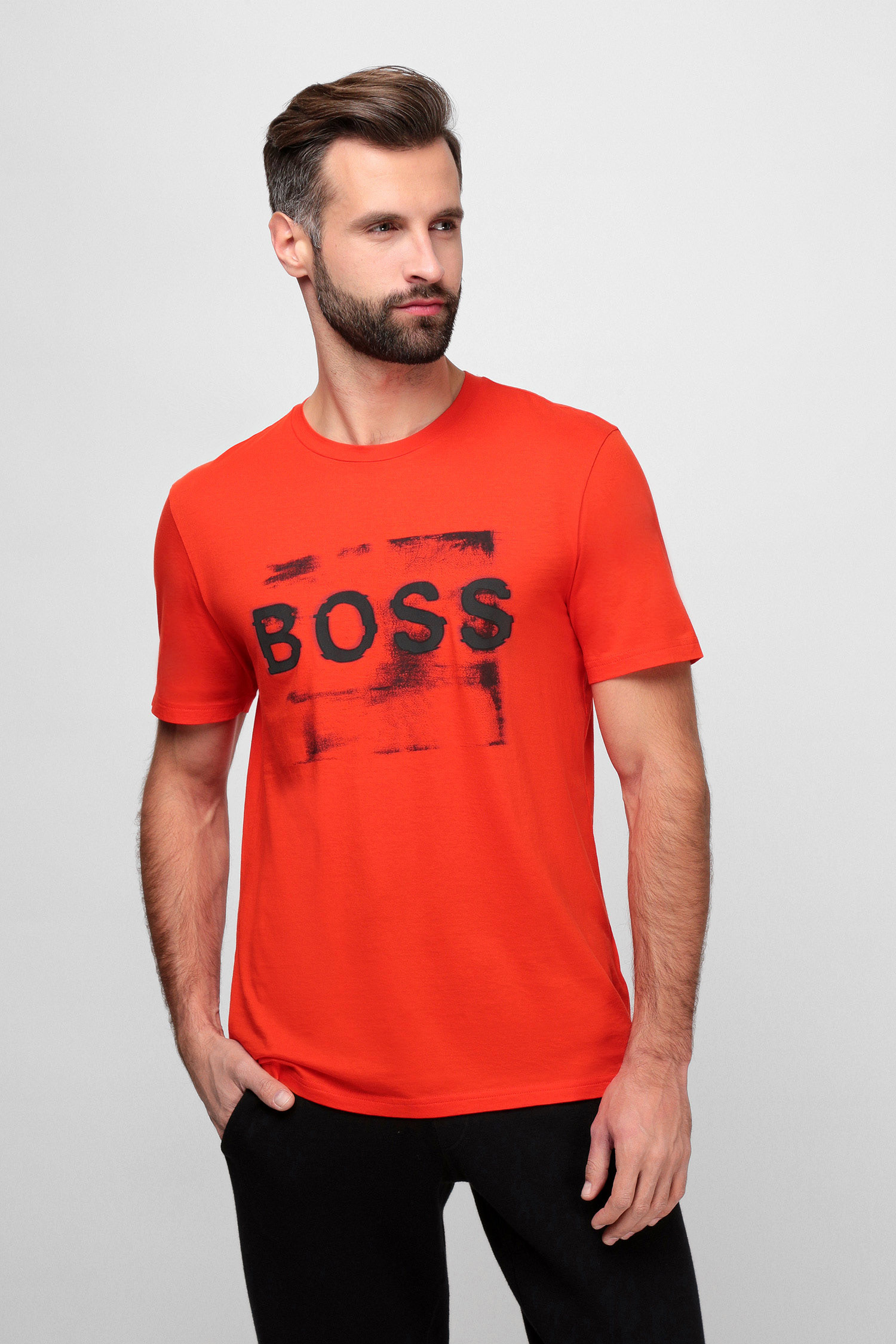 Мужская оранжевая футболка BOSS 50460579;821