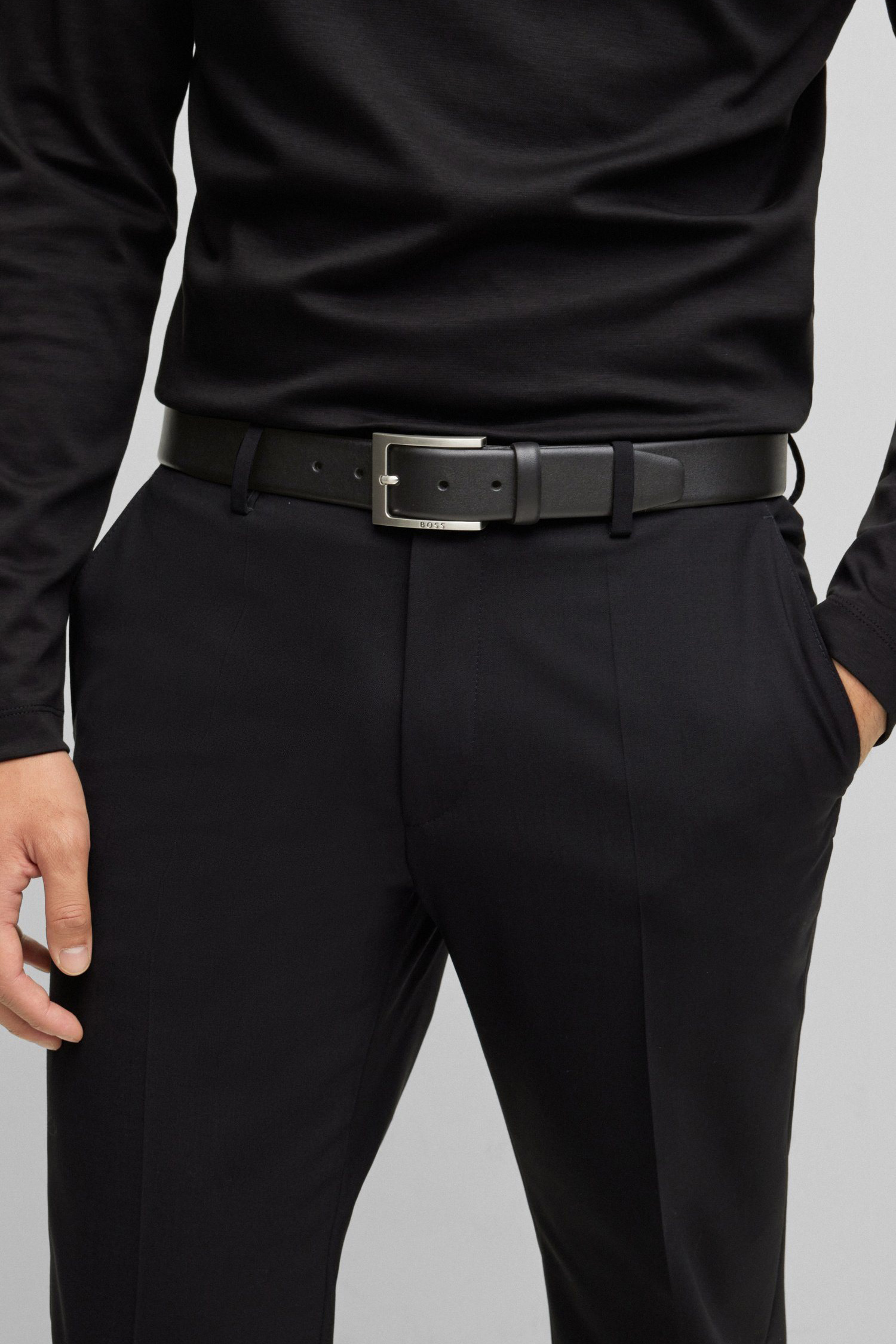 Чоловічий чорний шкіряний ремінь BOSS 50470787;002