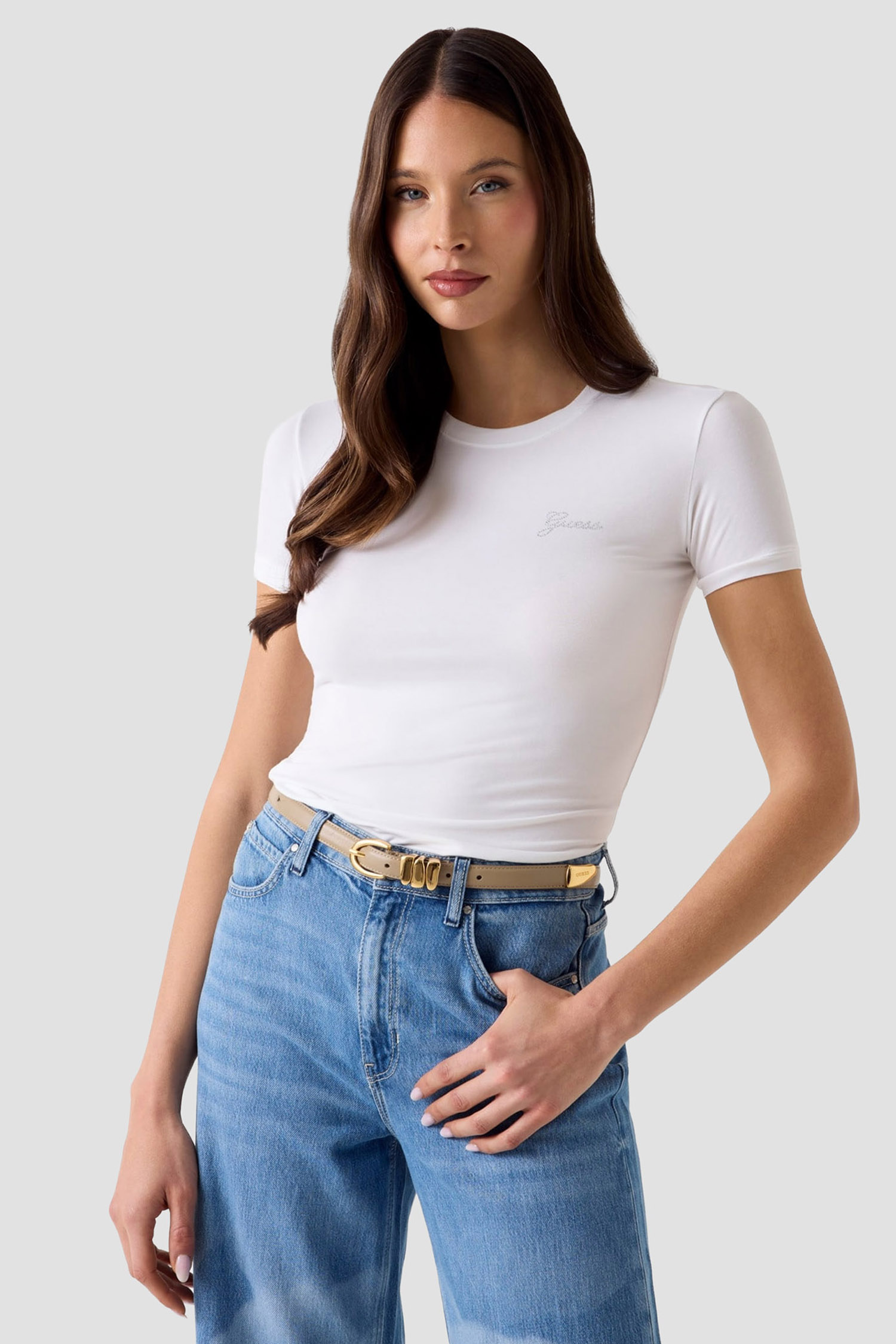Жіноча біла футболка Guess W6YI12.K3751;G011