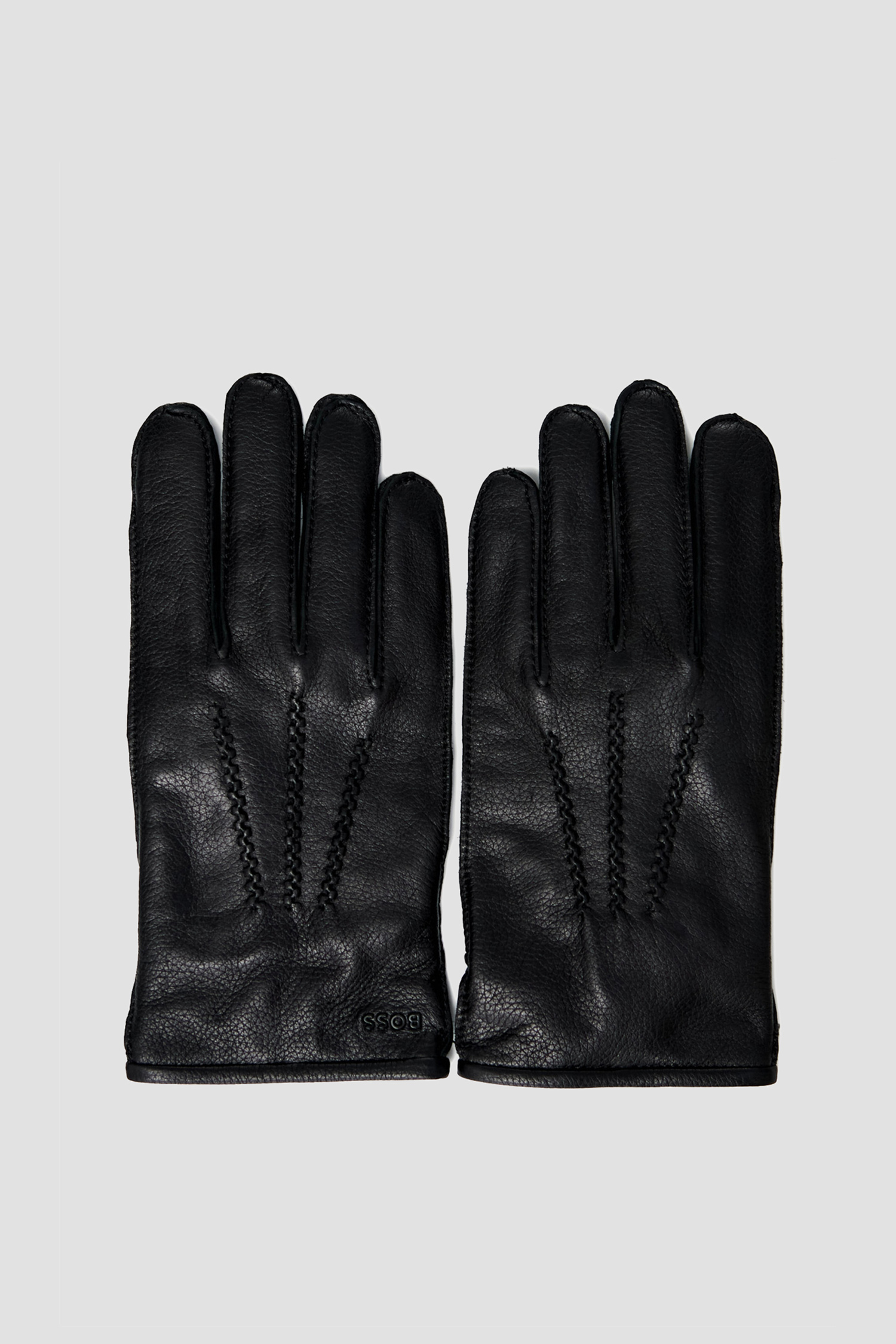 Мужские черные кожаные перчатки BOSS 50478598;001
