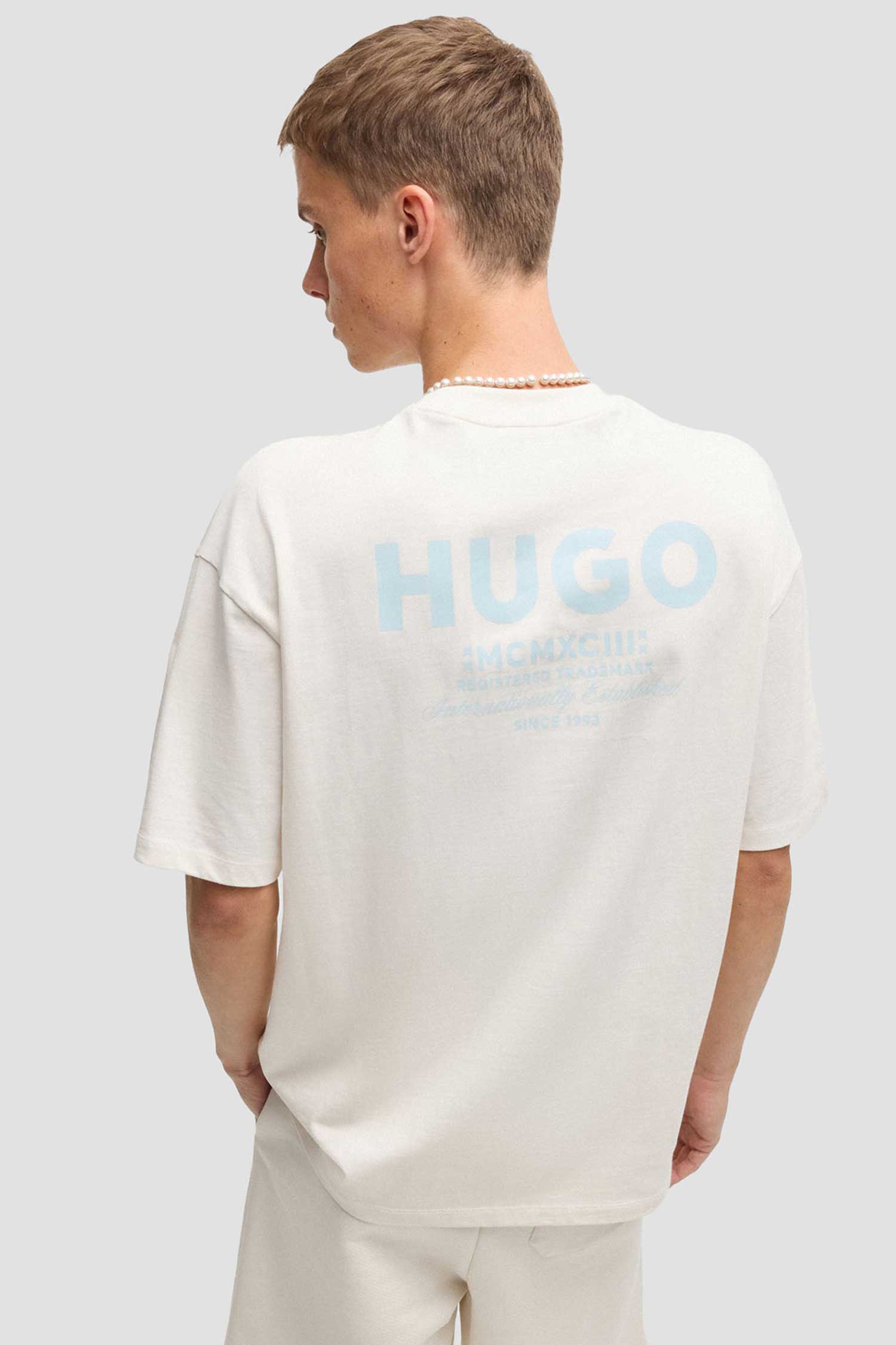 Мужская белая футболка HUGO BLUE 50509776;124