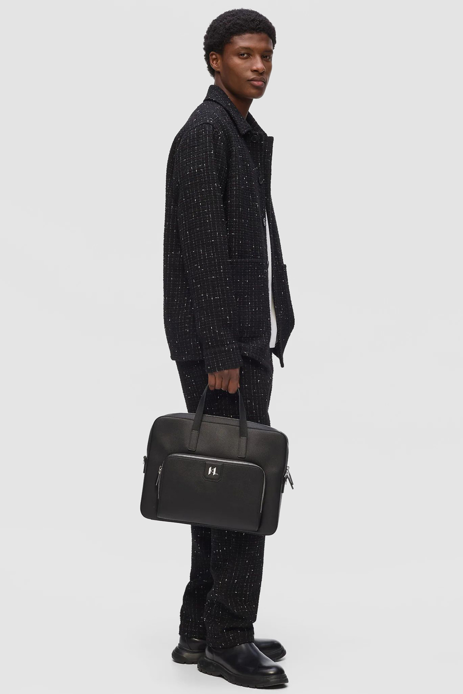 Мужская черная кожаная сумка для ноутбука Karl Lagerfeld A1M30098;999