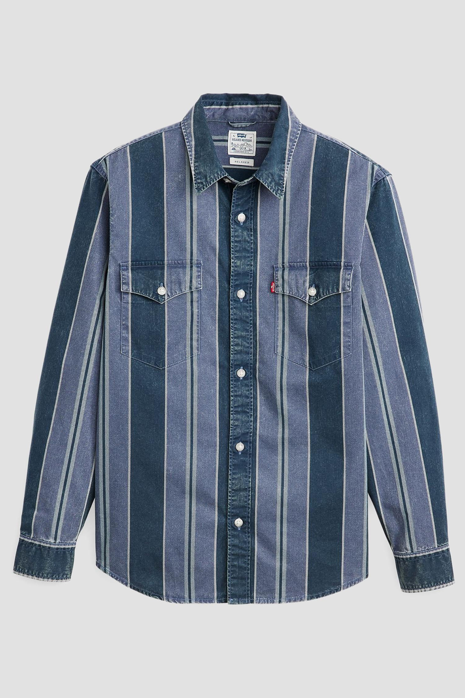 Мужская синяя джинсовая рубашка в полоску Levi’s® A1919;0040