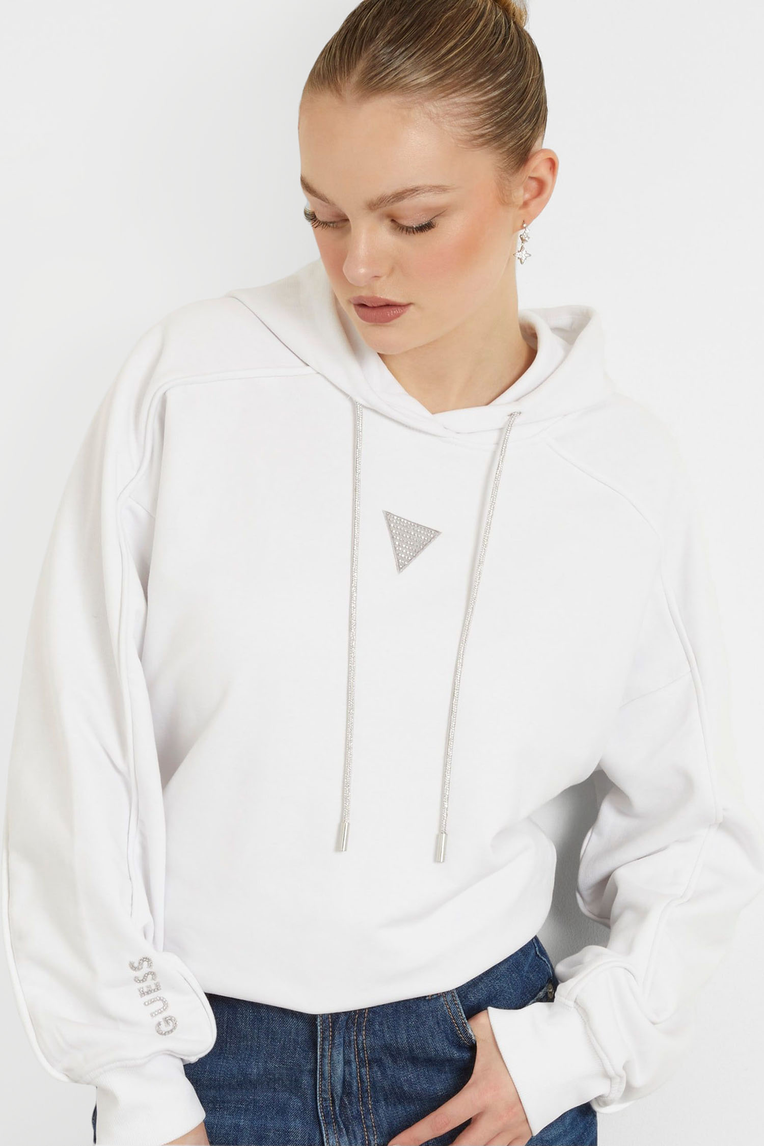 Женское белое худи Guess W4GQ12.KBK32;G011