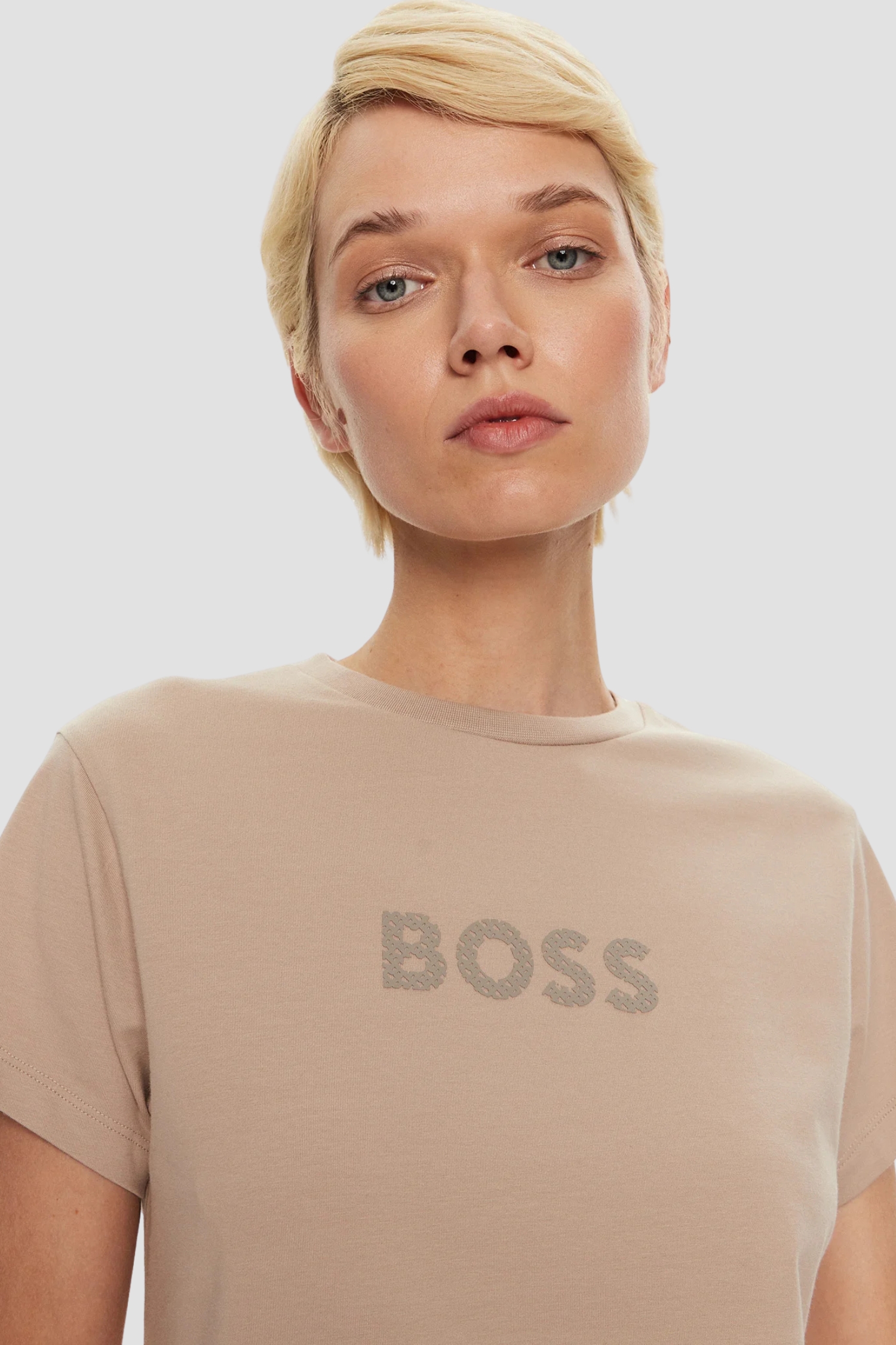 Женская бежевая футболка BOSS 50527303;298