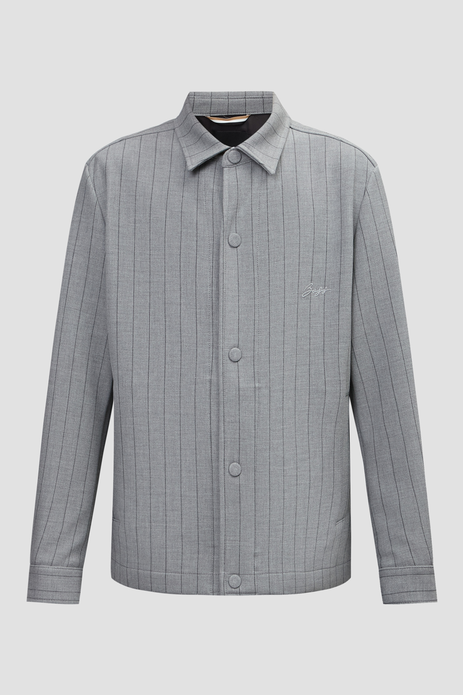 Мужская серая рубашка в полоску BOSS 50534987;030