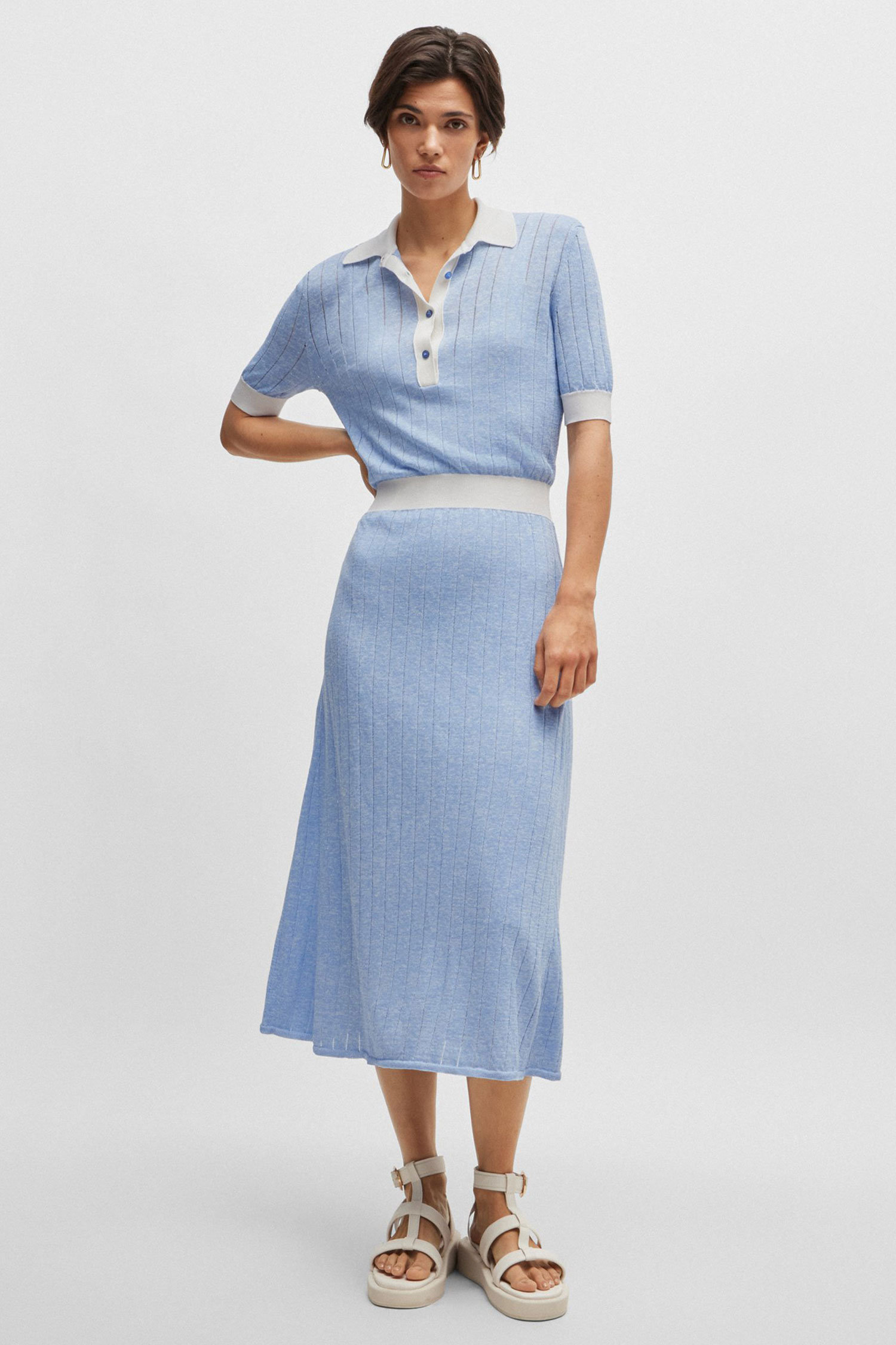 Женское голубое льняное платье BOSS 50509329;969