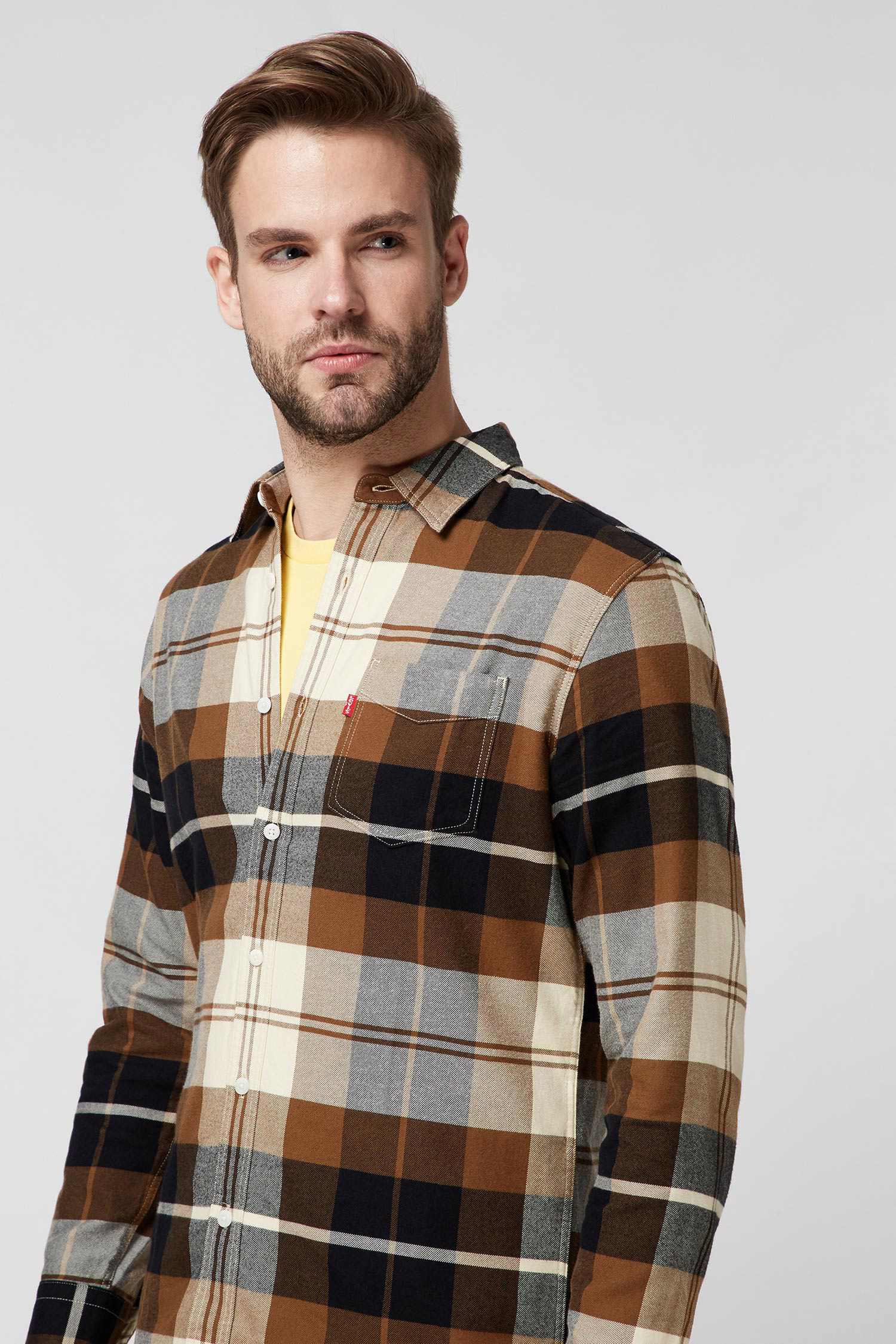 Мужская коричневая рубашка в клетку Levi’s® 85746;0027 — Ultrashop