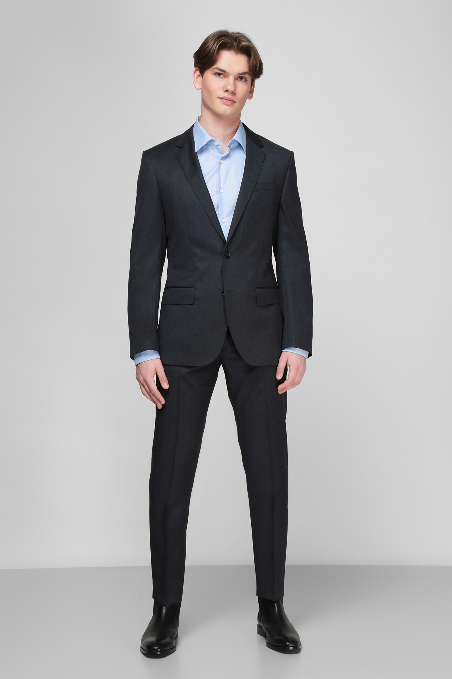 Сірий вовняний костюм для хлопців (піджак, брюки) BOSS 50318498К;021