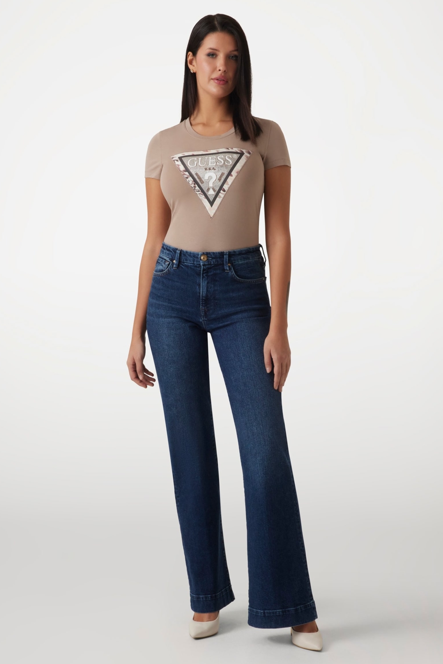 Женская бежевая футболка Guess W5RI22.J1314;A10L