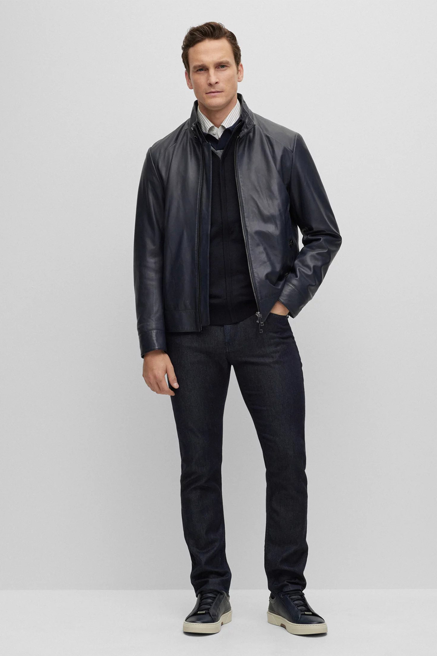 Чоловічий темно-синій вовняний кардиган BOSS 50496925;404