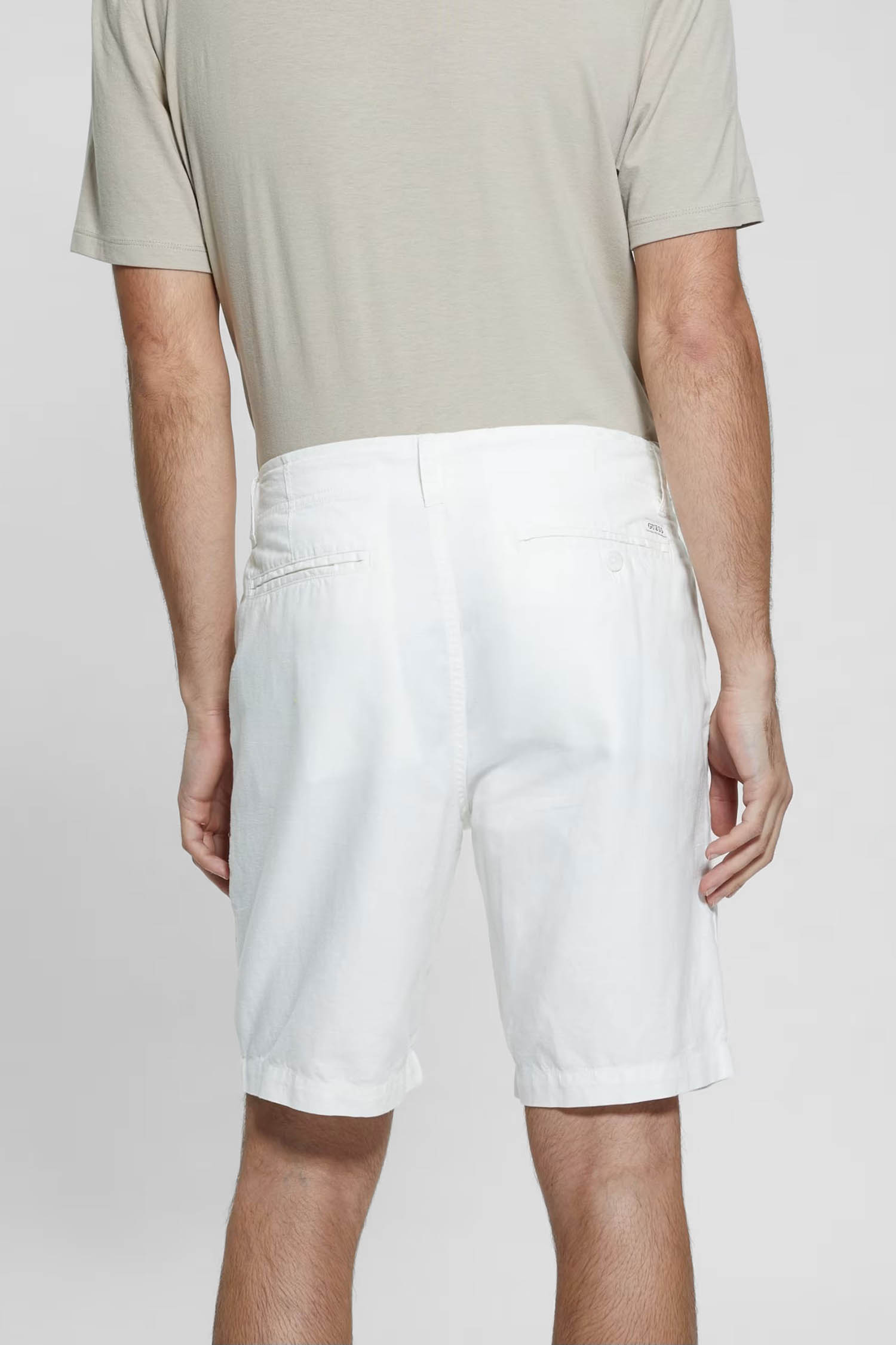 Мужские белые льняные шорты Guess M4GB59.WG8B0;G018