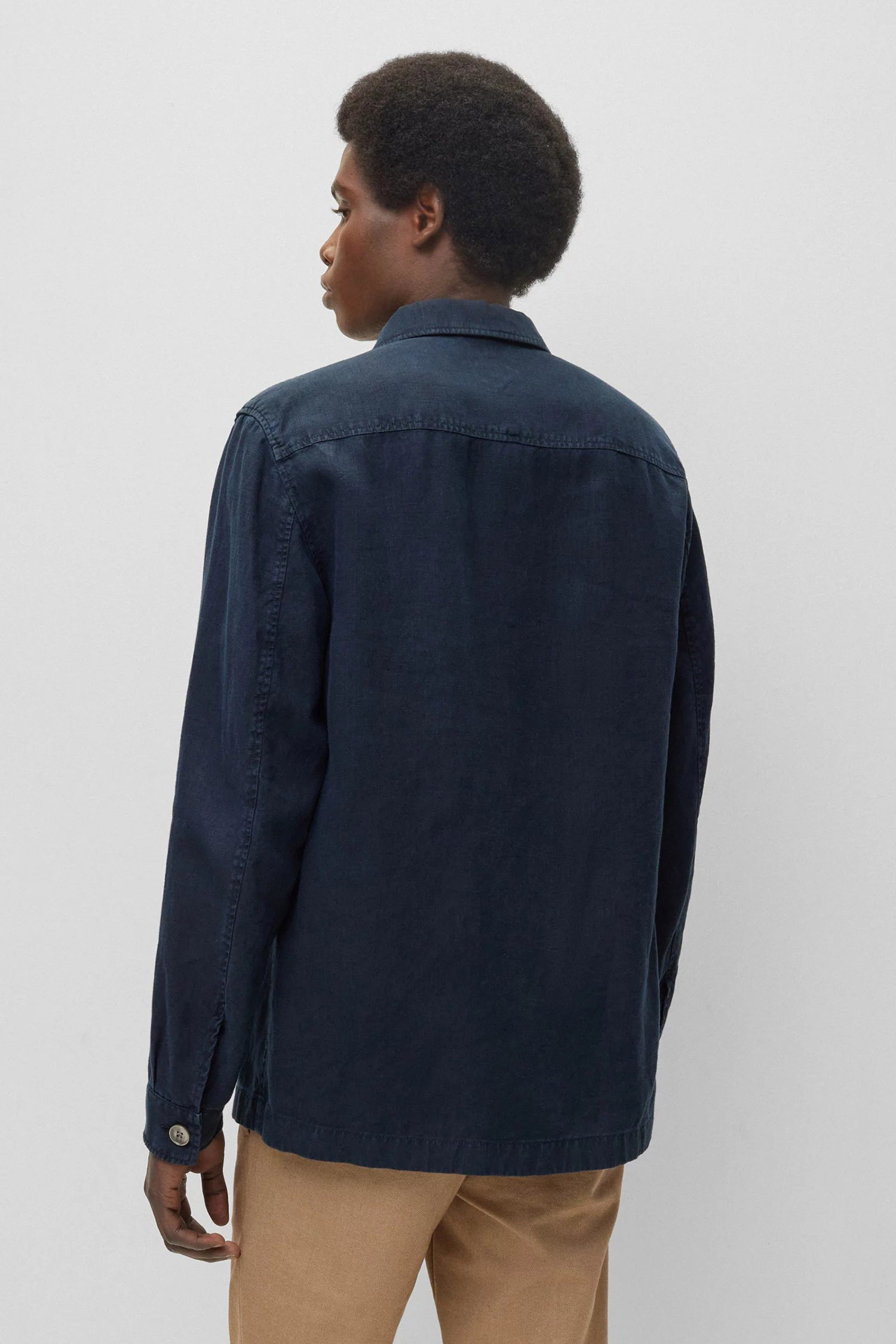 Чоловіча темно-синя лляна сорочка BOSS 50489310;404