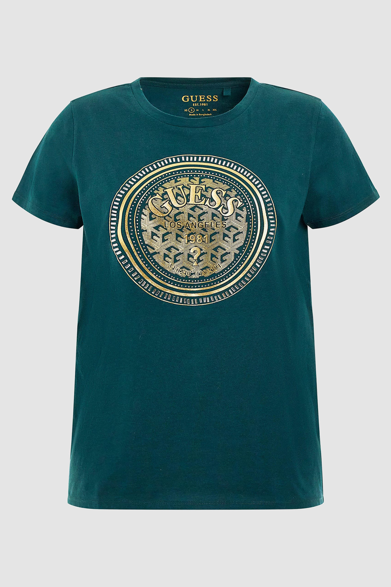 Женская бирюзовая футболка Guess W3RI01.K9RM1;G78I