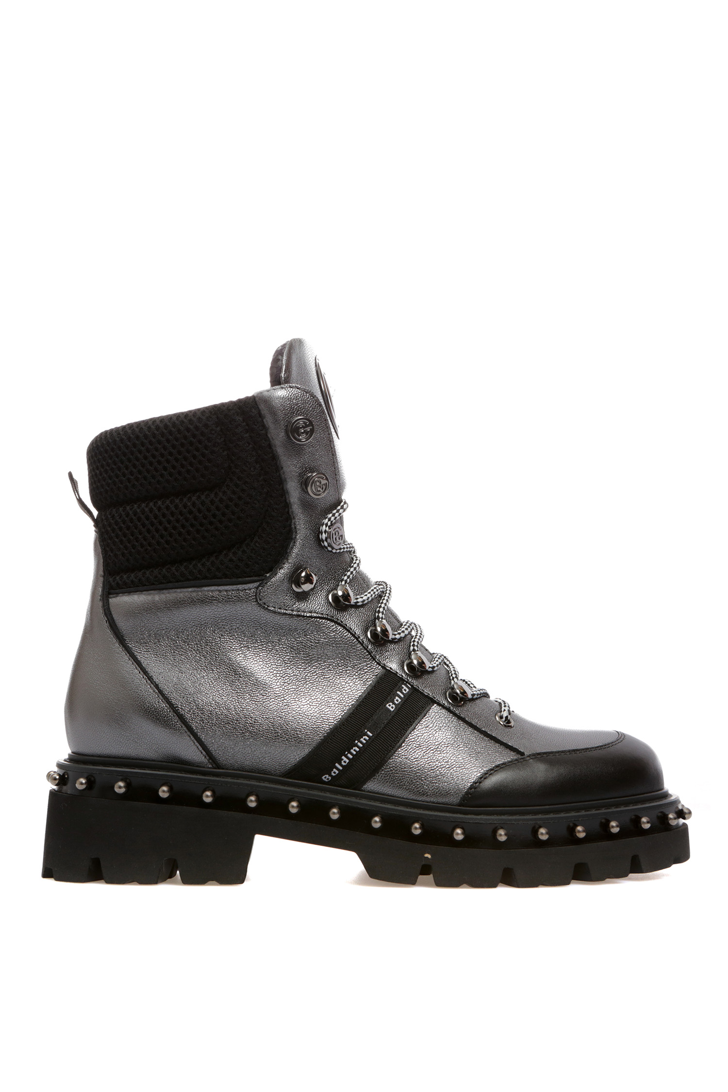 Женские серебристые кожаные ботинки Baldinini 014020;01