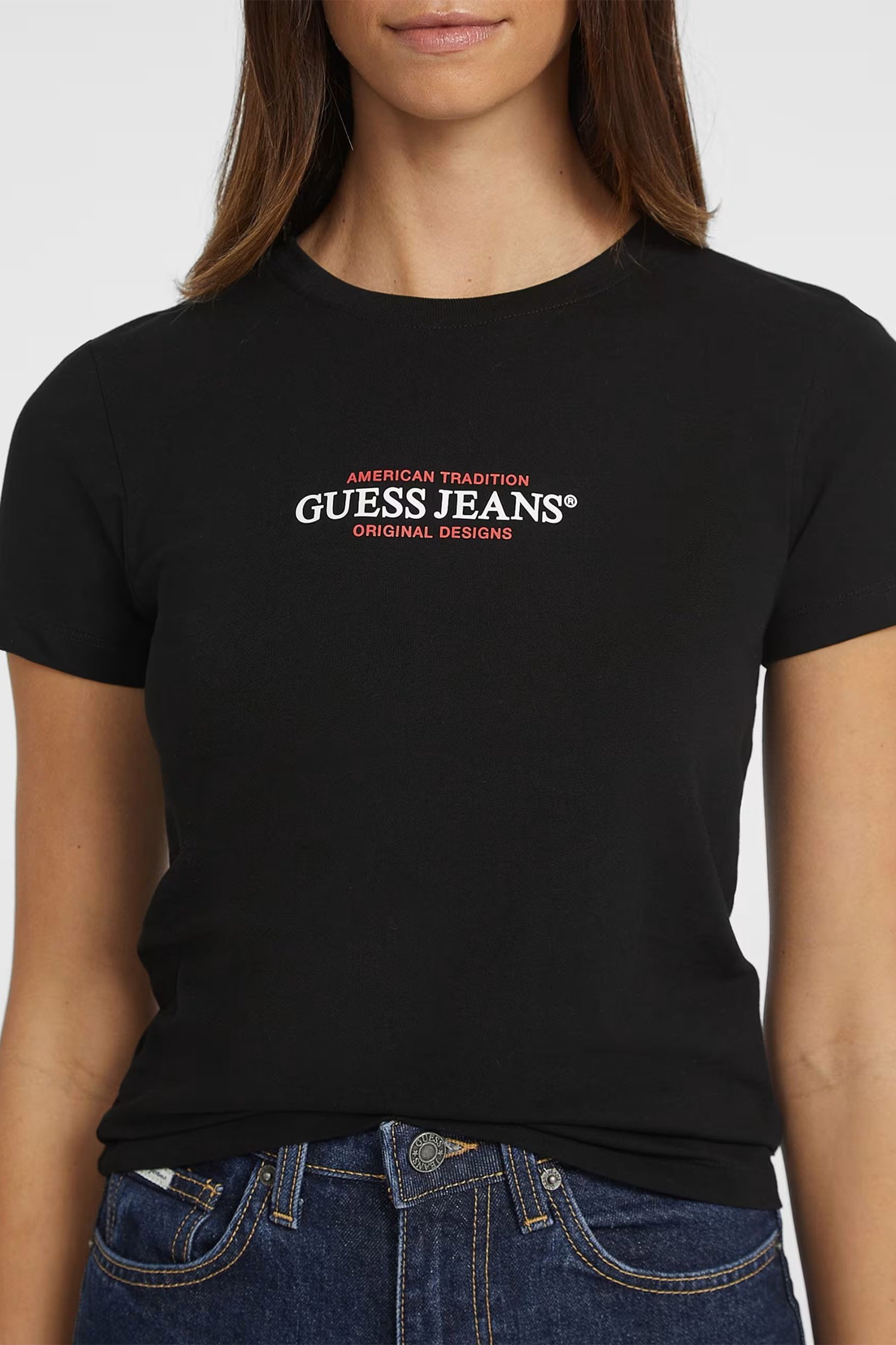 Жіноча чорна футболка Guess Jeans W4YI03.J1314;JBLK
