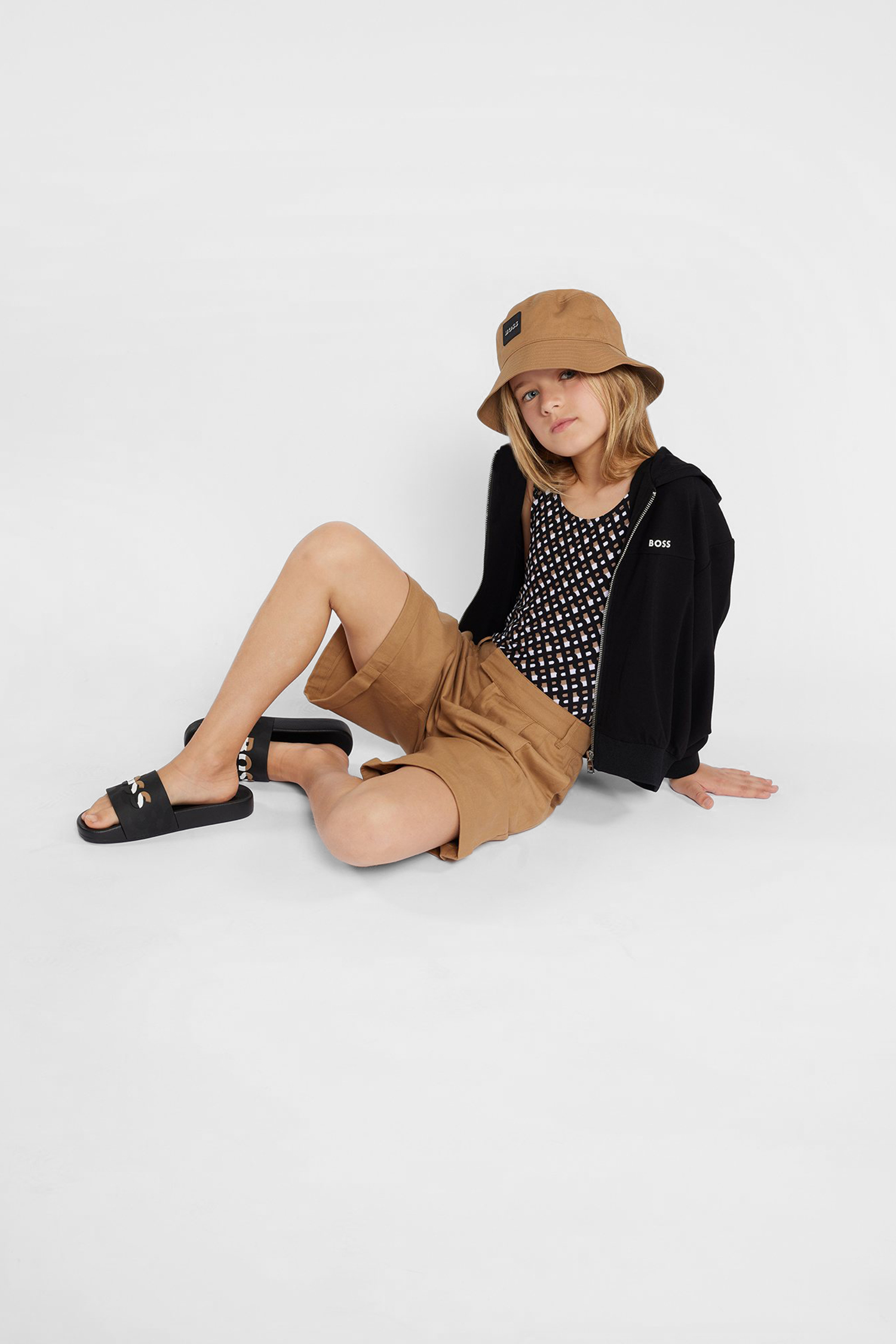 Дитяча чорна кофта на блискавці BOSS kids J51028;09B