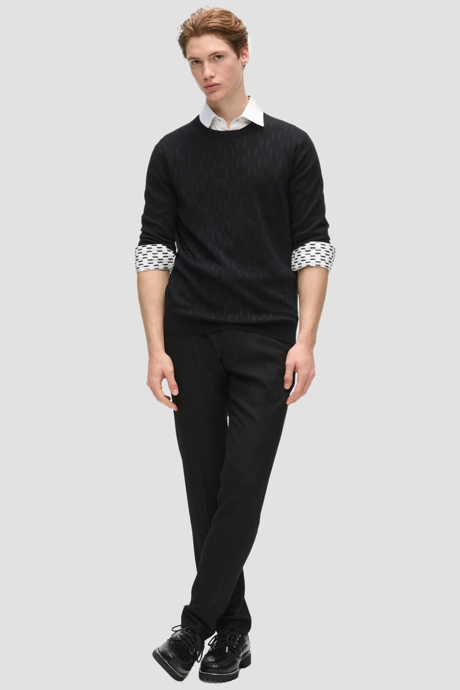 Мужской черный шерстяной джемпер Karl Lagerfeld 564301.655011;990