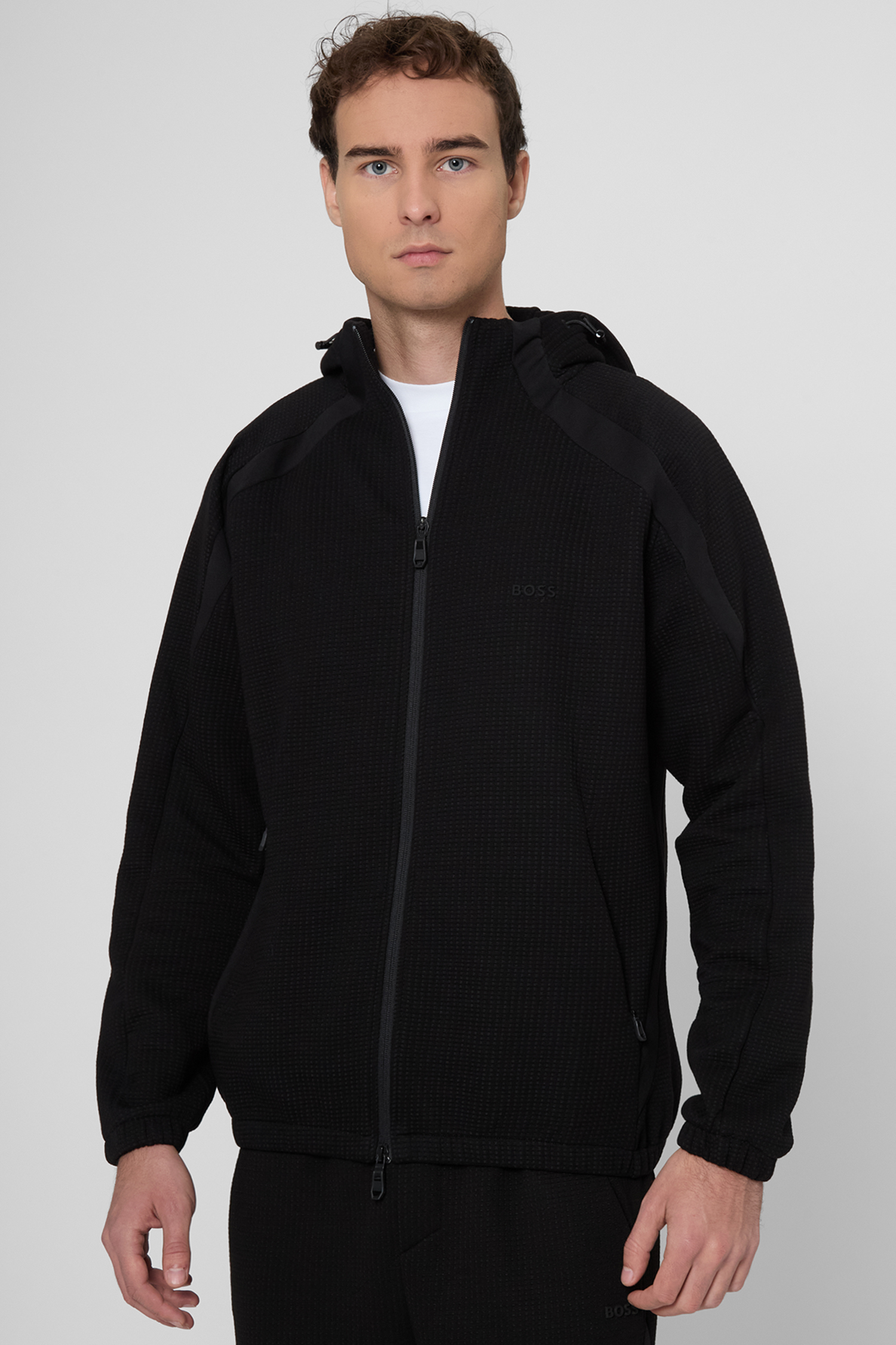 Чоловіча чорна кофта на блискавці BOSS 50548576;001