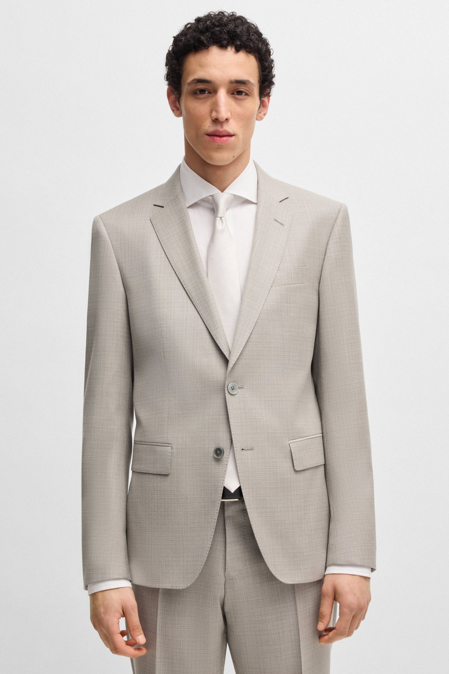 Чоловічий бежевий вовняний костюм (піджак, брюки) BOSS 50540973;275