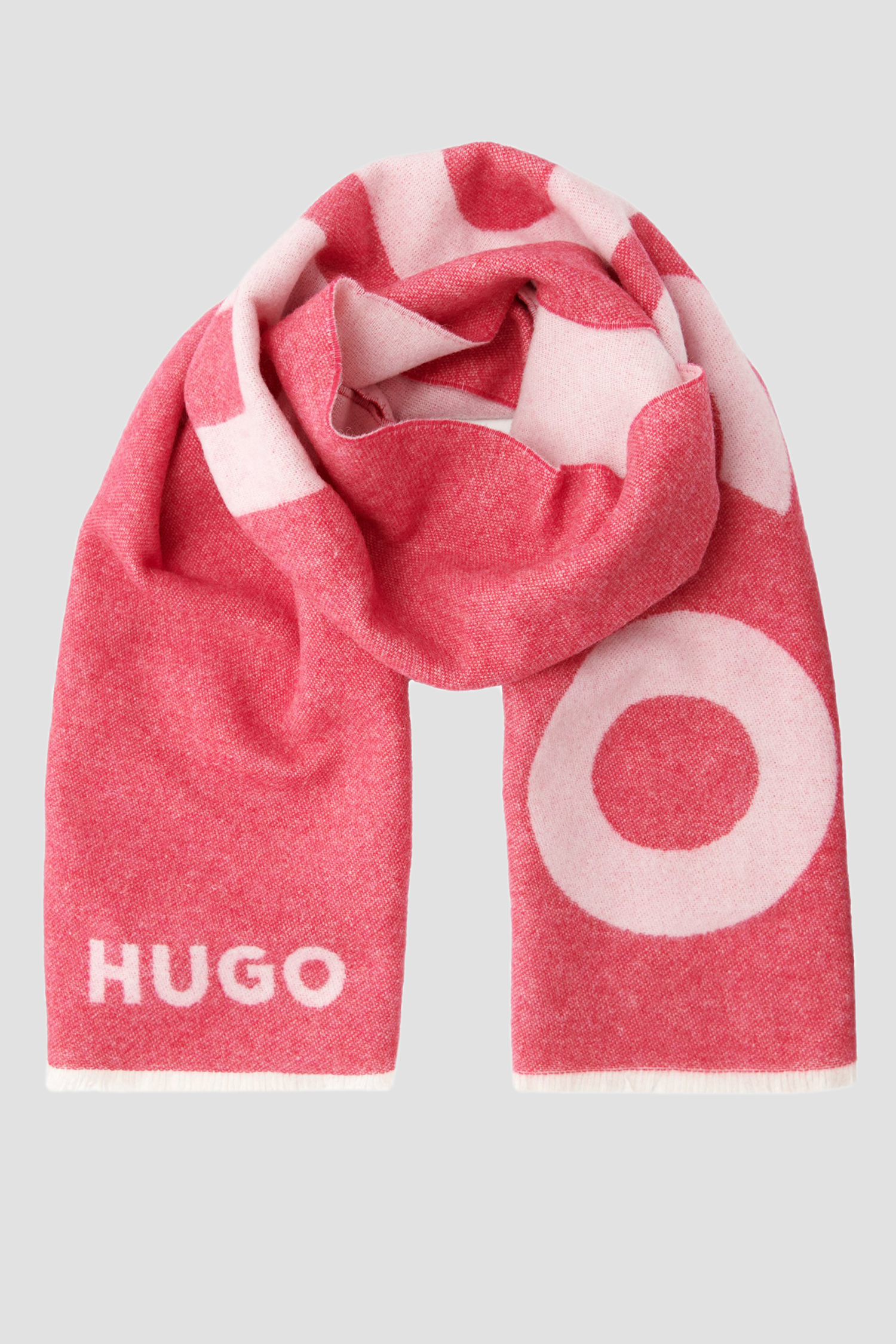 Женский розовый шерстяной шарф HUGO 50499974;664