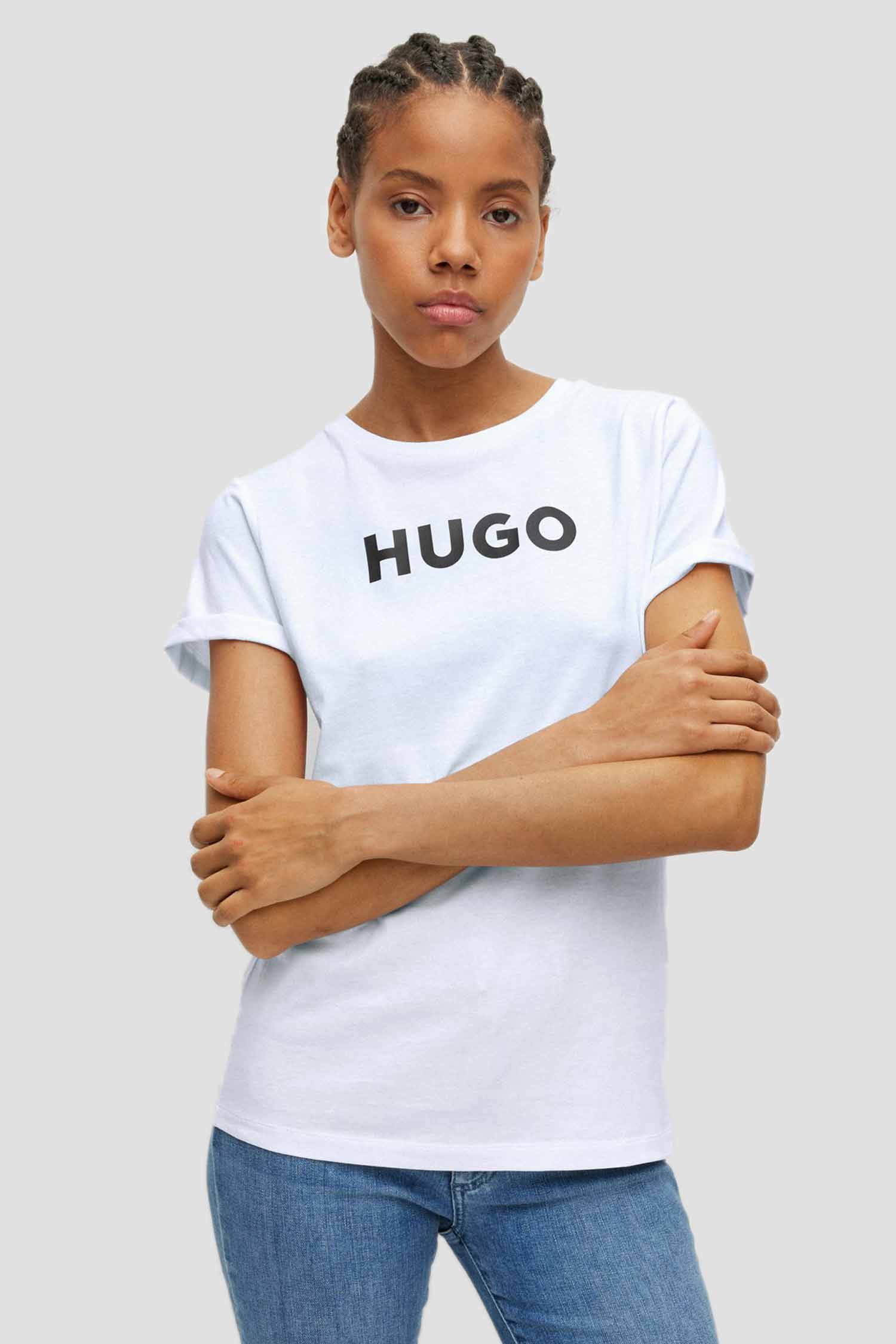 Женская белая футболка HUGO 50473813;100