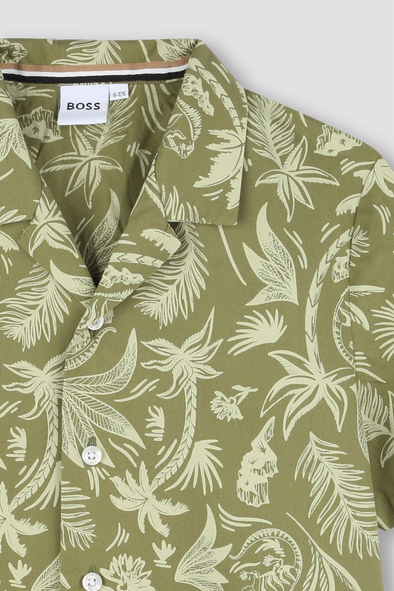 Детская зеленая рубашка с узором BOSS kids J52007;673