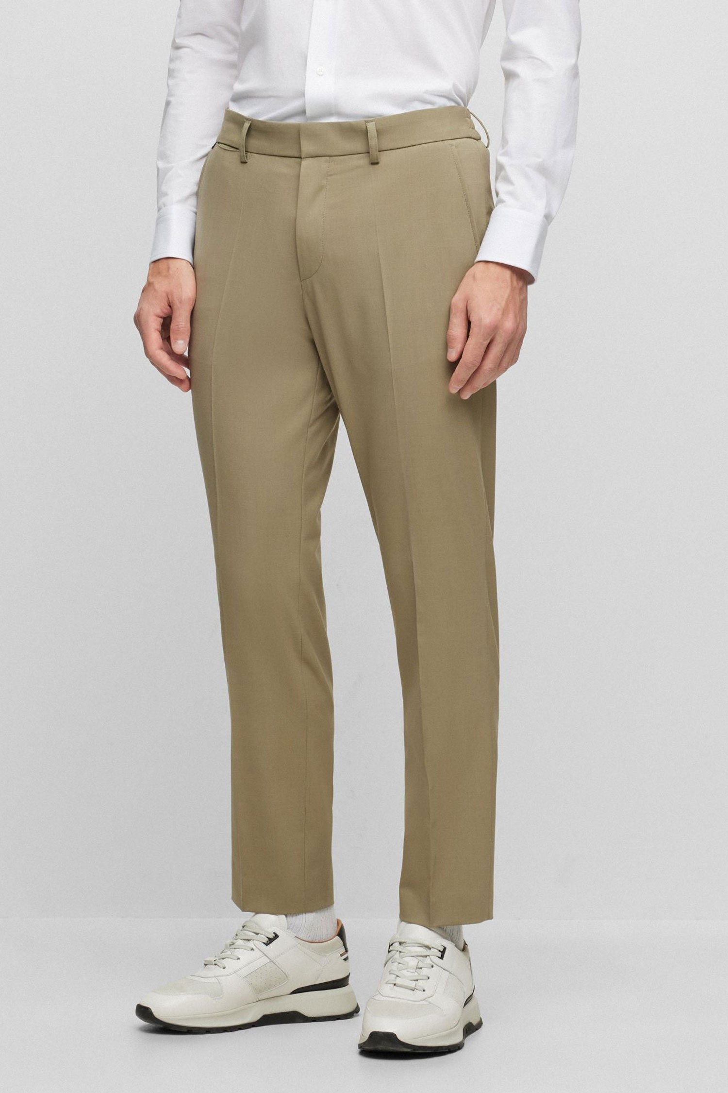 Чоловічі оливкові вовняні брюки BOSS 50497336;336