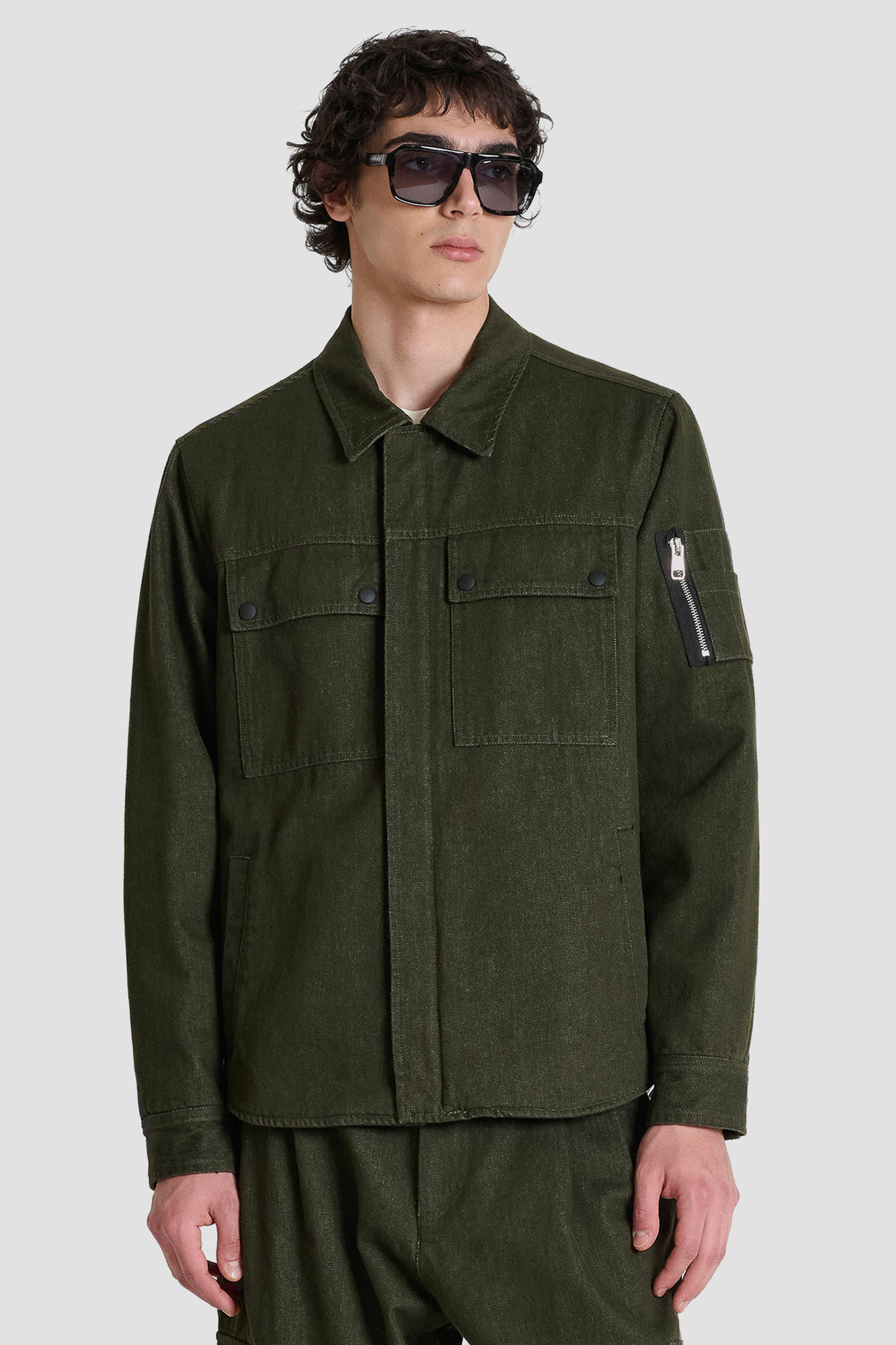Мужская оливковая джинсовая куртка Antony Morato MMCO00986.FA700172;4088