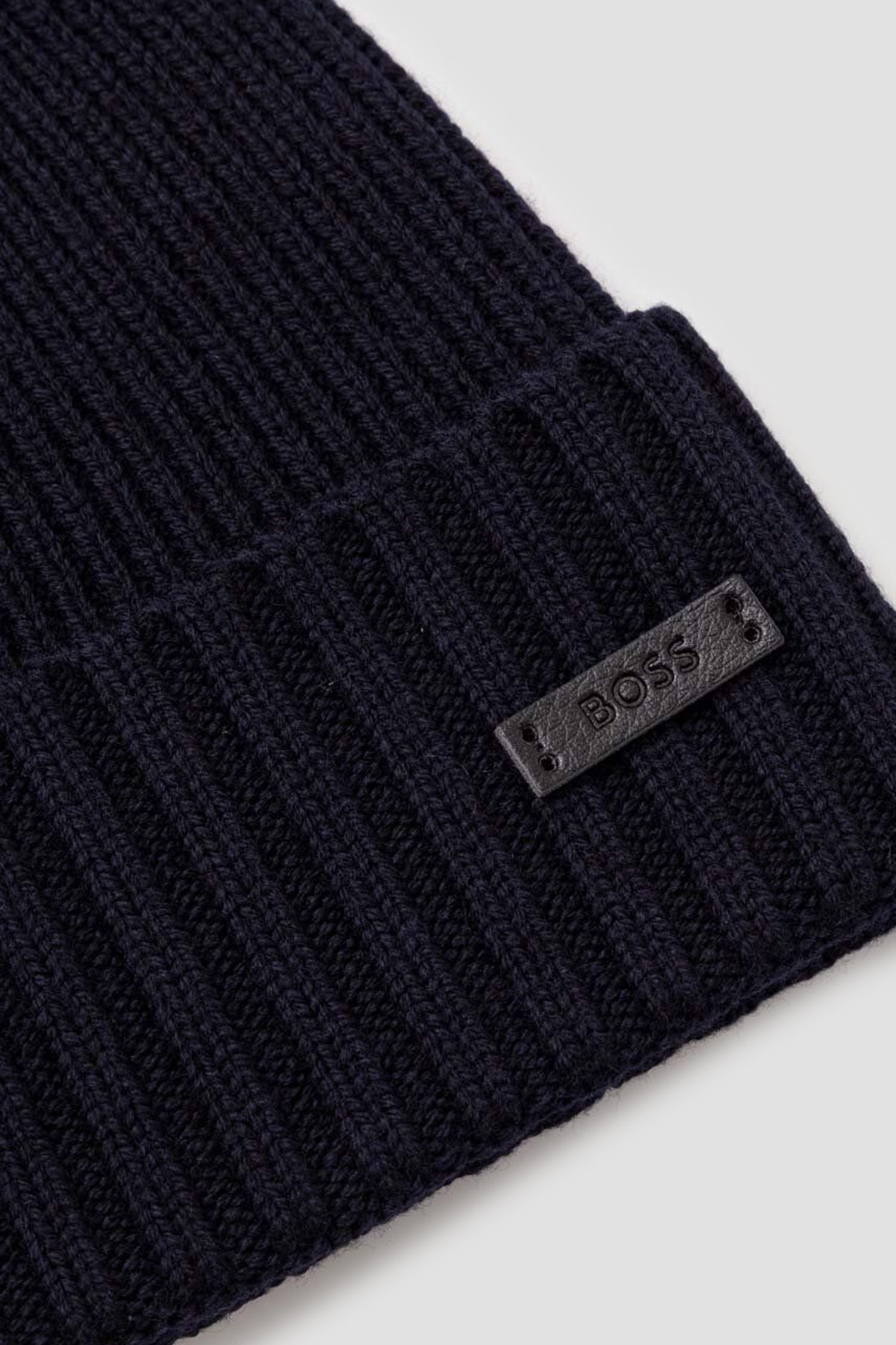 Чоловіча темно-синя вовняна шапка BOSS 50495306;404