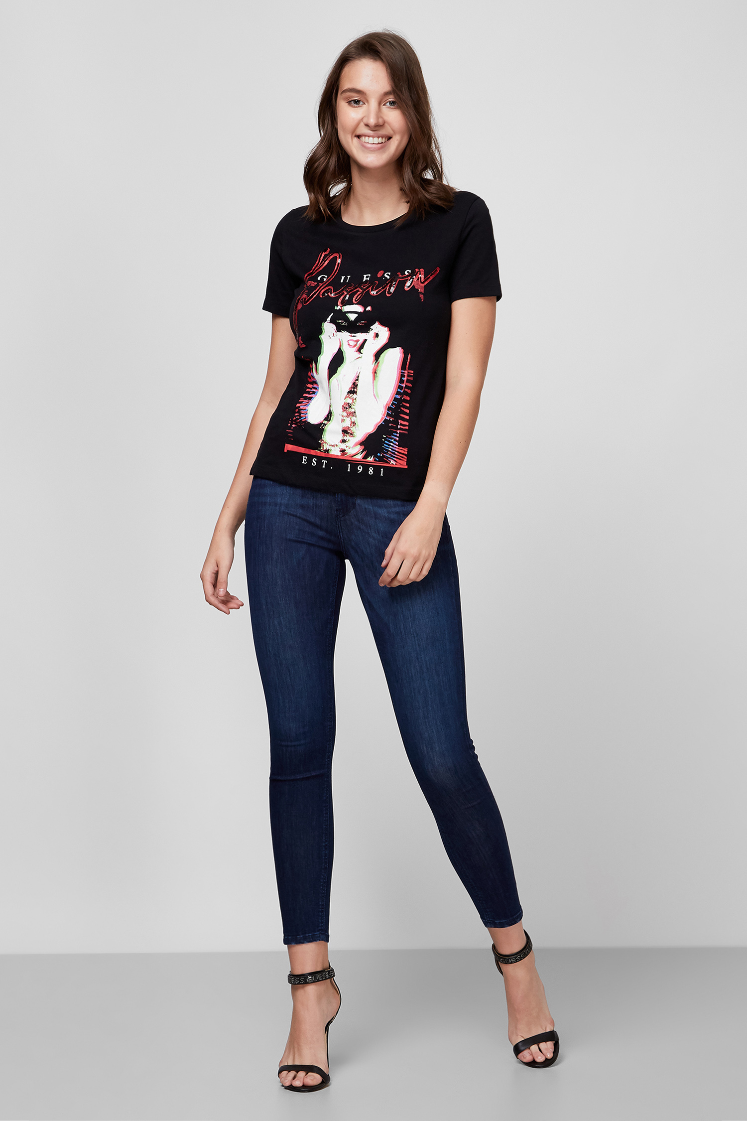 Женская черная футболка Guess W0BI09.I3Z00;JBLK