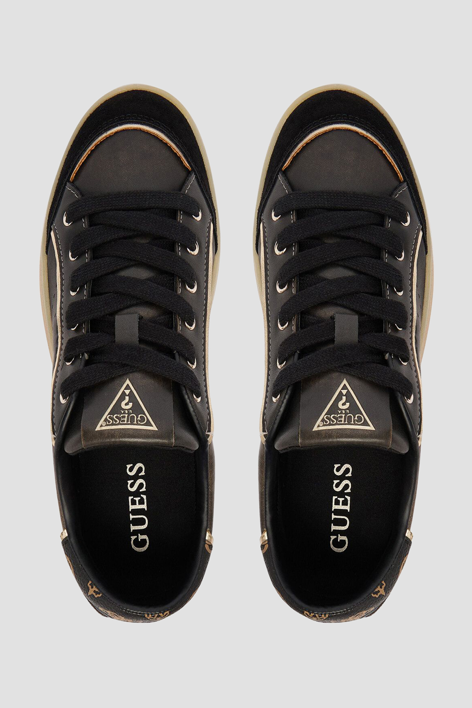 Женские черные кожаные сникерсы Guess FLPJHE.FAL12;BLACK