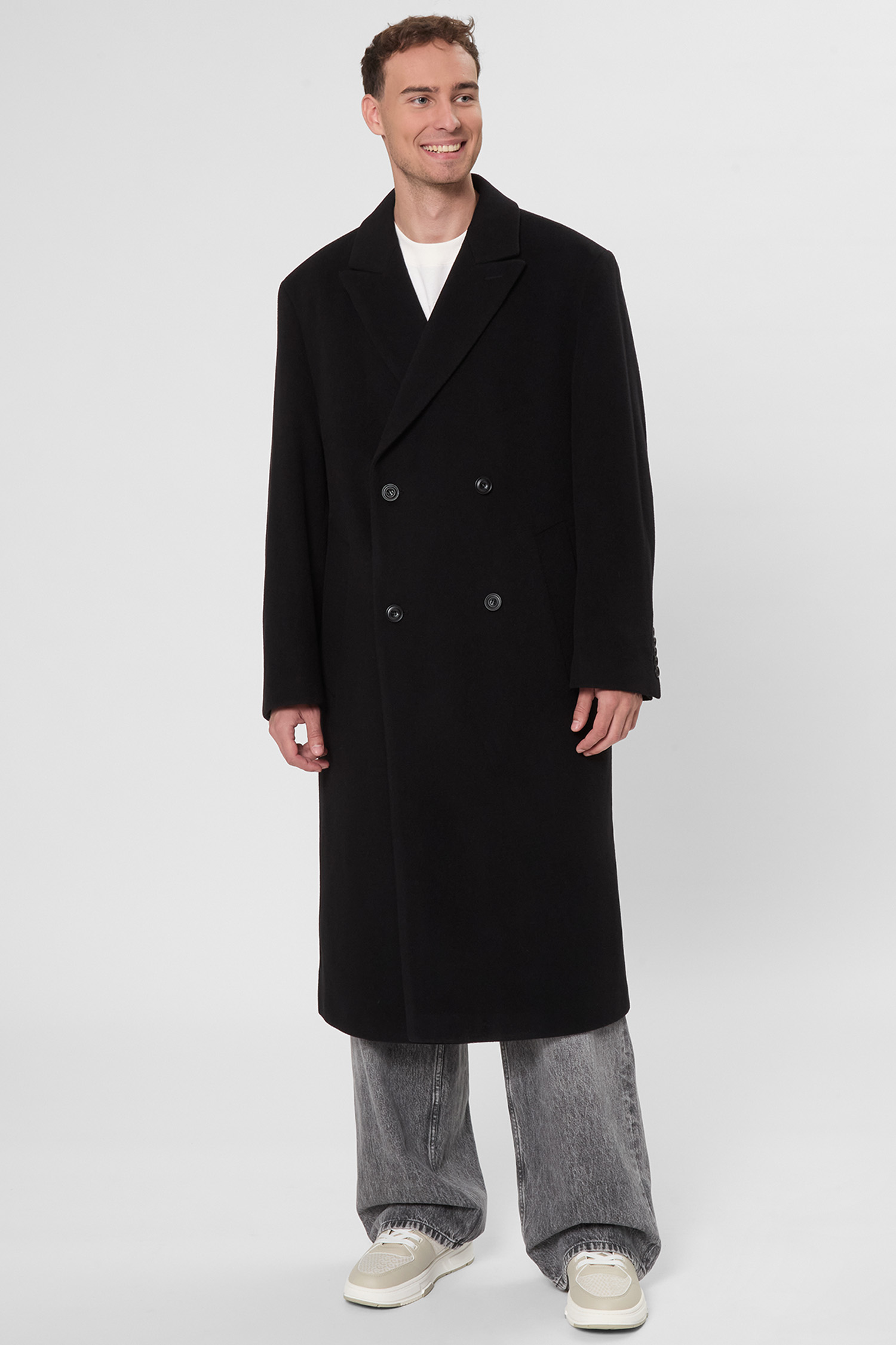 Чоловіче чорне вовняне пальто HUGO 50549291;001