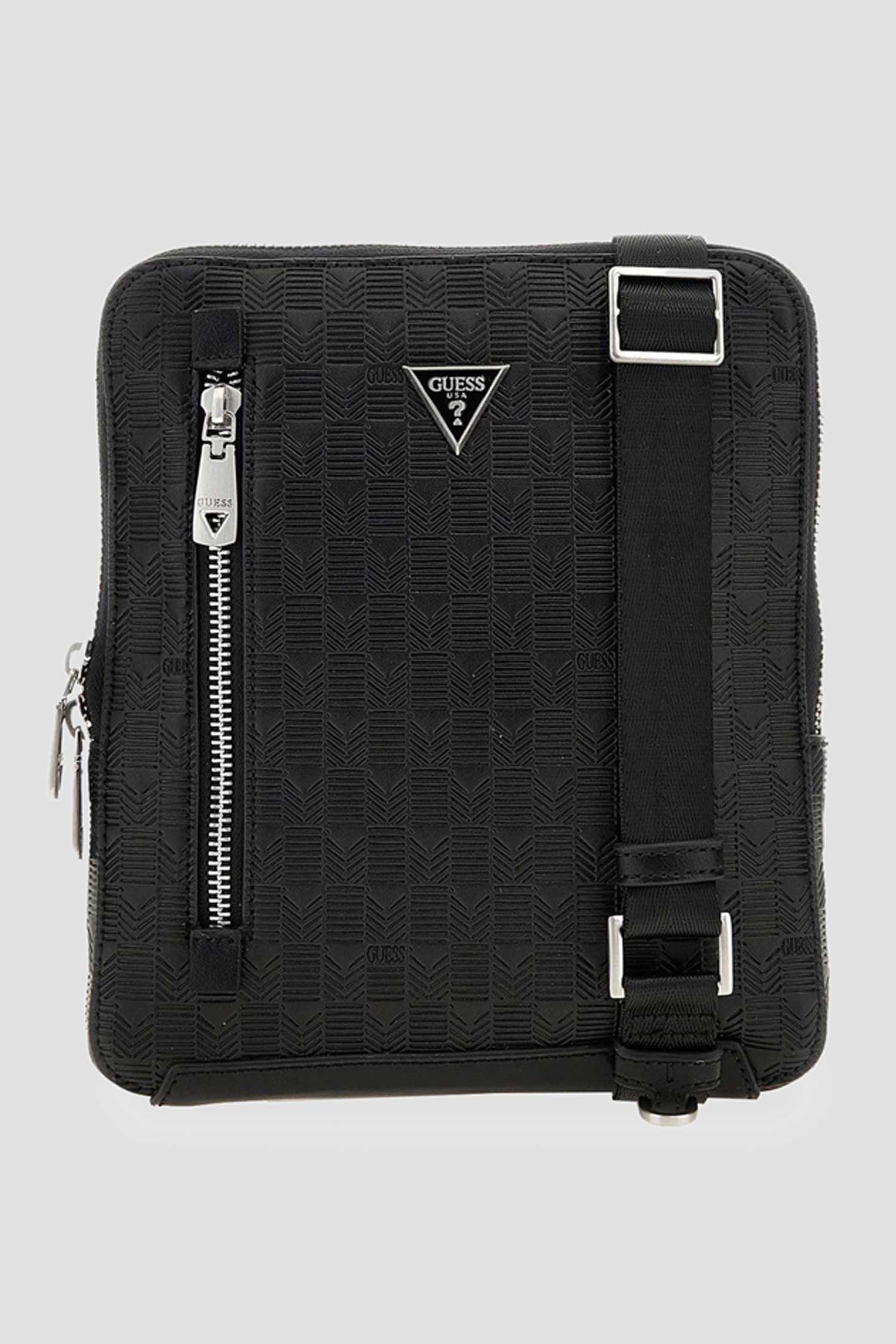 Мужская черная кожаная сумка Guess HMTODE.P5220;BLA