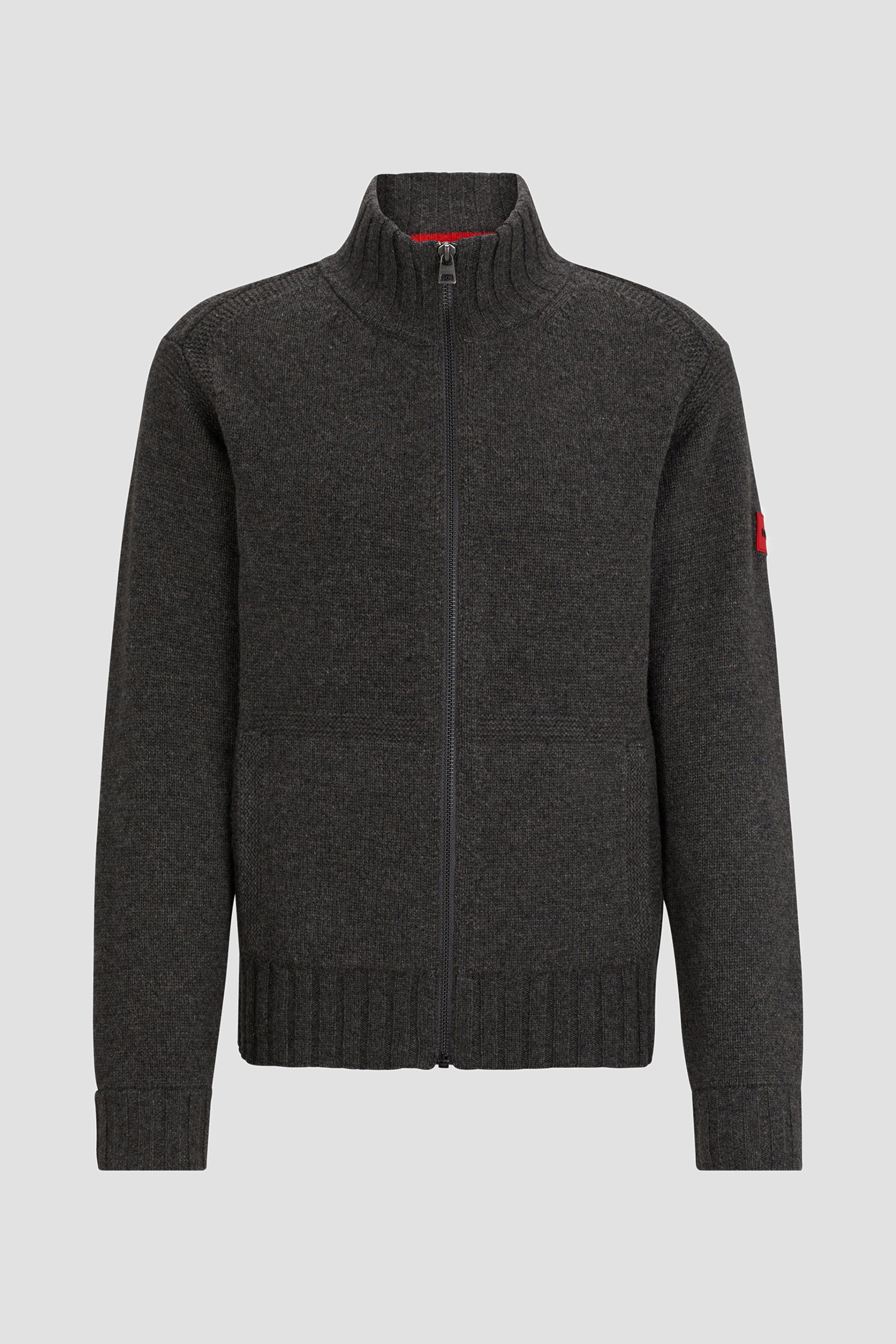 Чоловічий сірий вовняний светр на блискавці HUGO 50500032;023