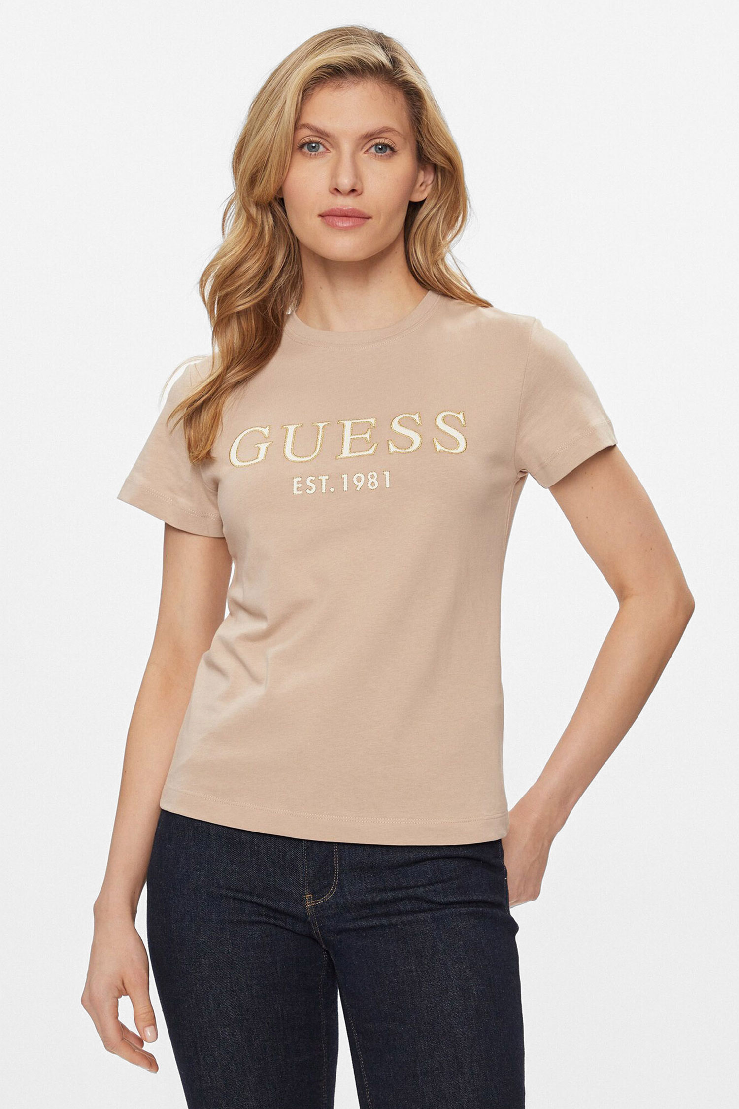 Женская бежевая футболка Guess V4GI01.I3Z14;G1L9
