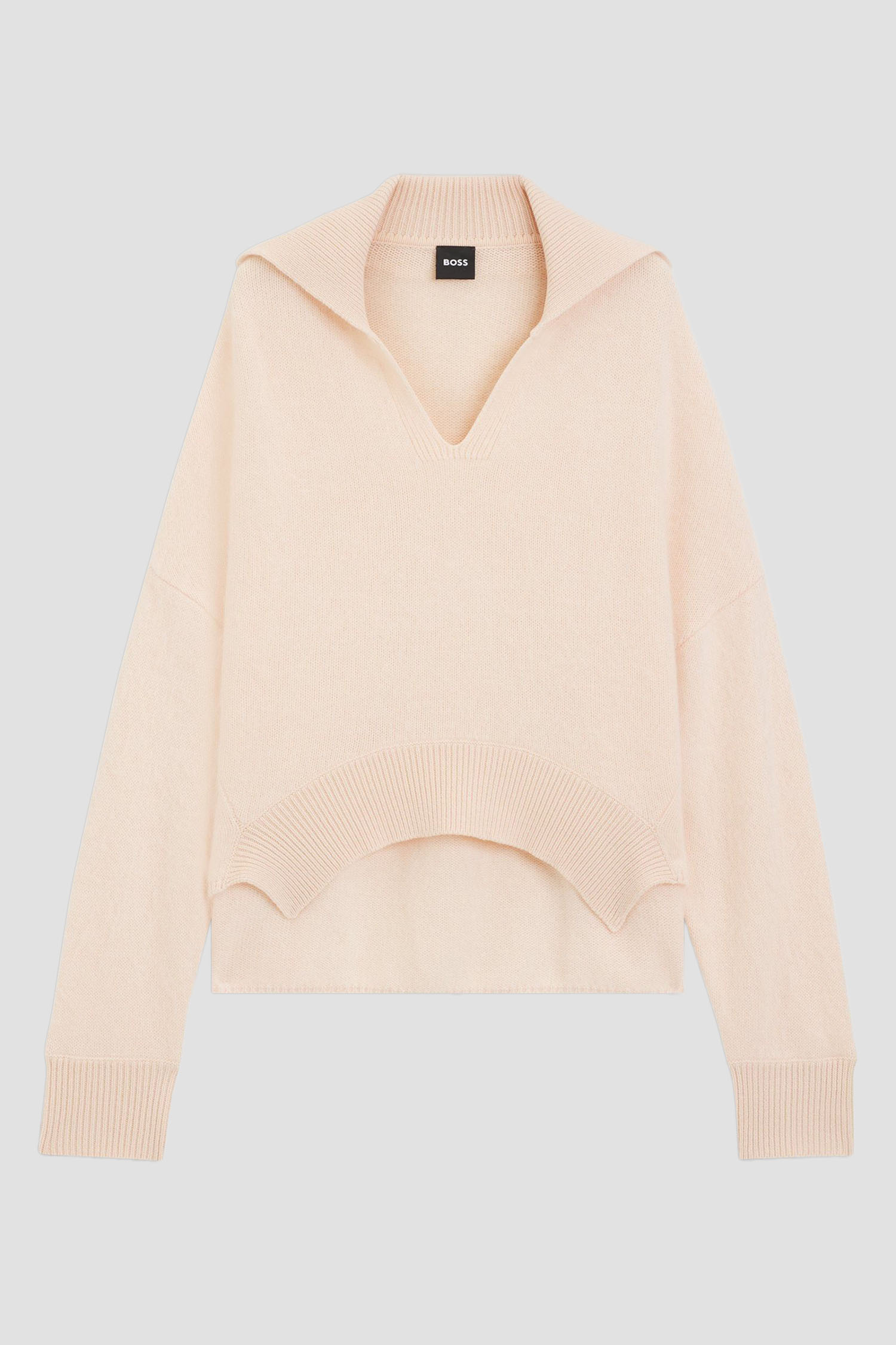 Женский пудровый шерстяной свитер BOSS 50553237;682