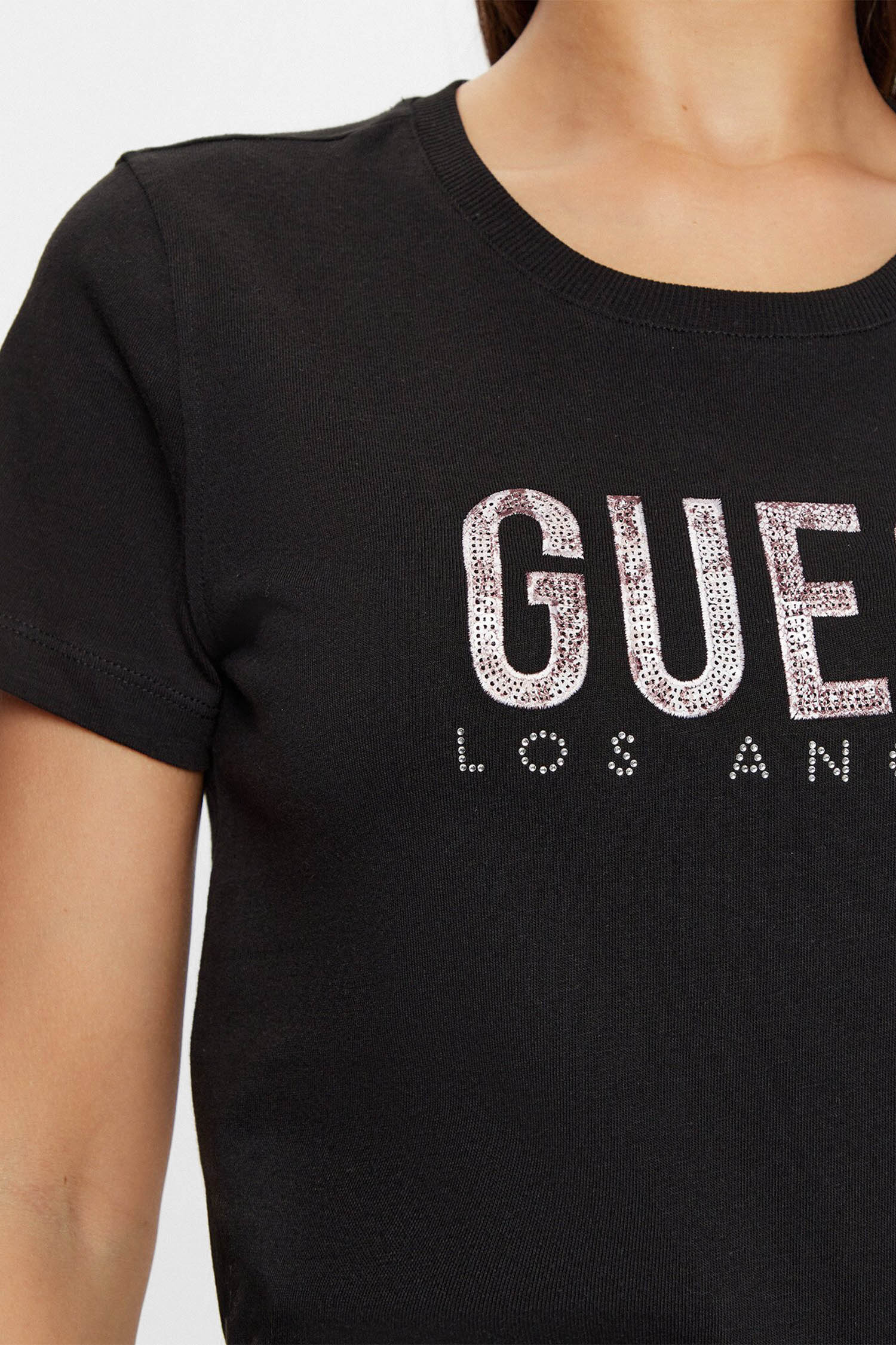Жіноча чорна футболка Guess W5RI19.I3Z14;JBLK