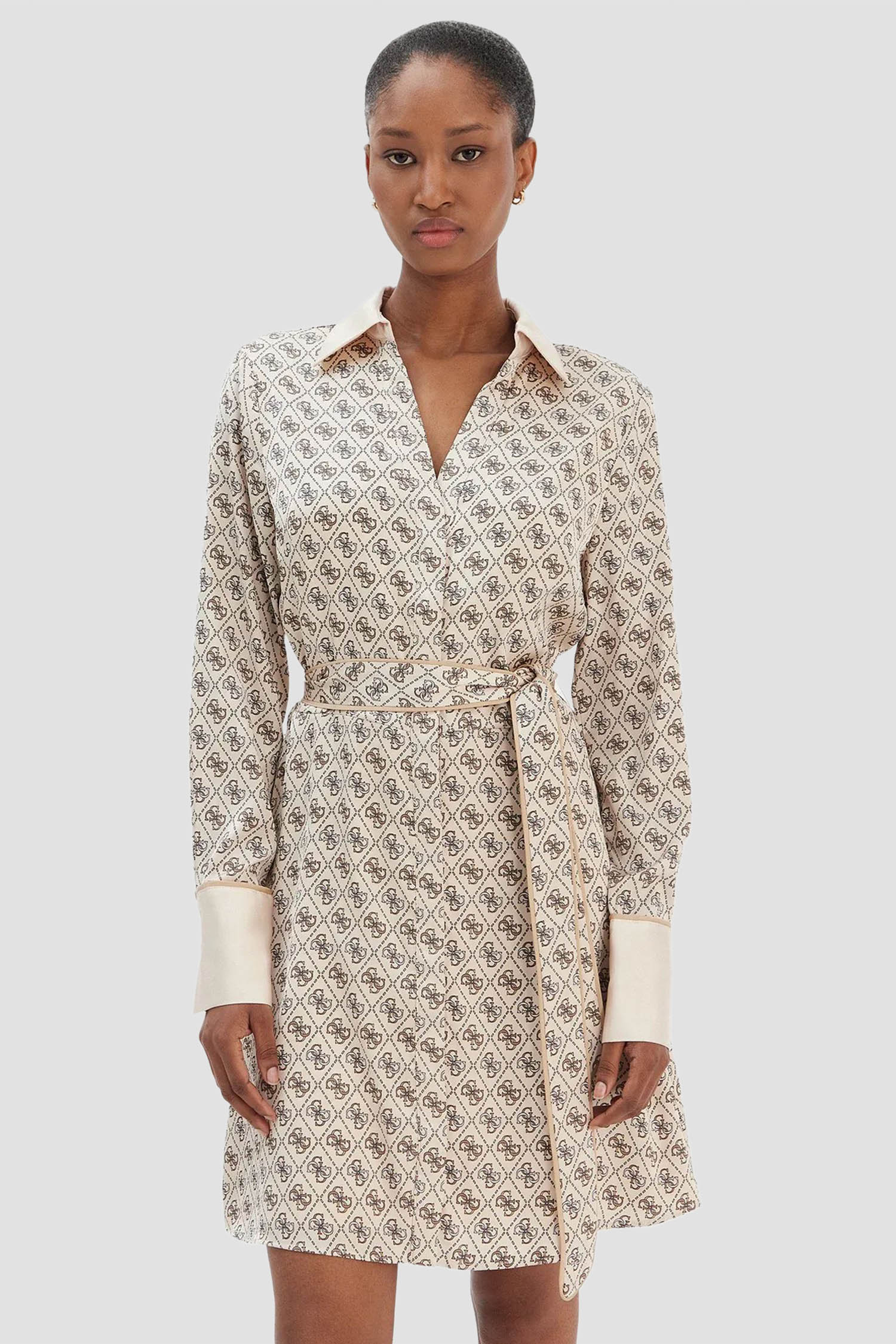 Жіноча бежева сукня з візерунком Guess W6RK90.WF1T2;P1WE