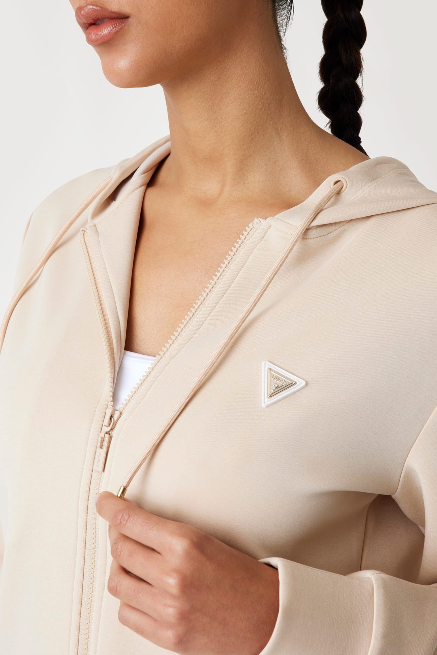 Жіноча бежева кофта на блискавці Guess V4YQ06.KCAY2;G1L9