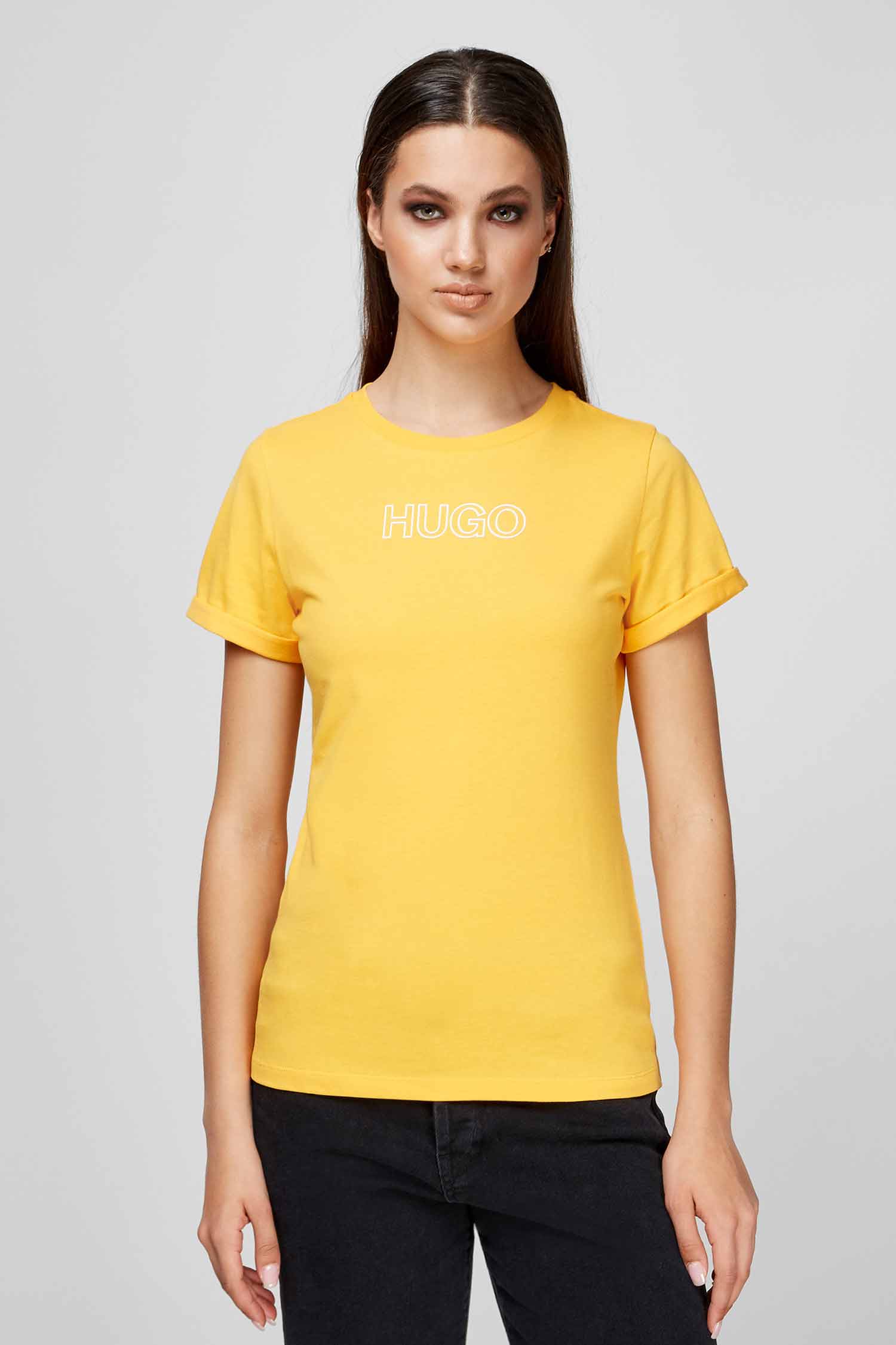 Женская желтая футболка HUGO 50447853;733
