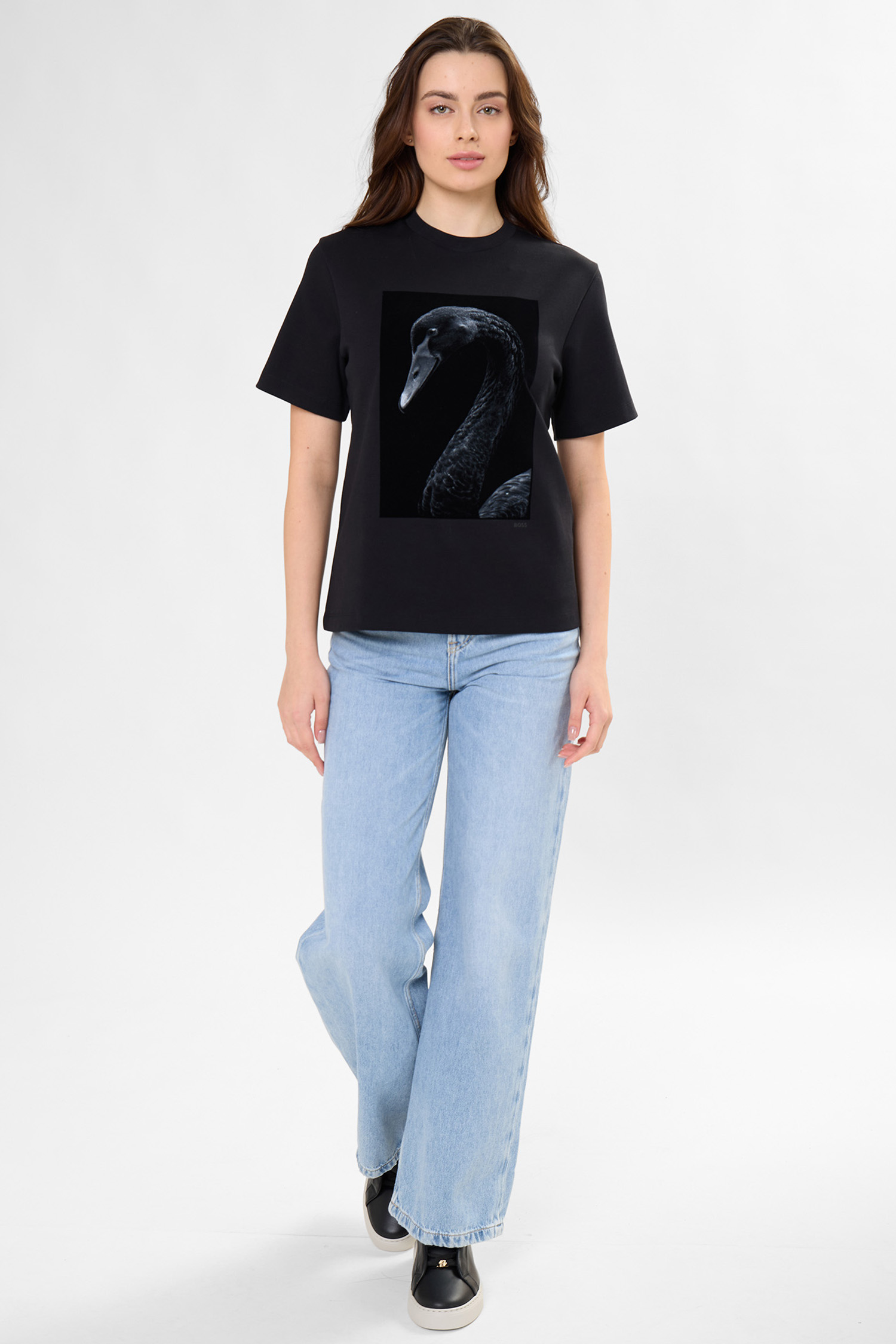 Жіноча чорна футболка BOSS 50563277;001