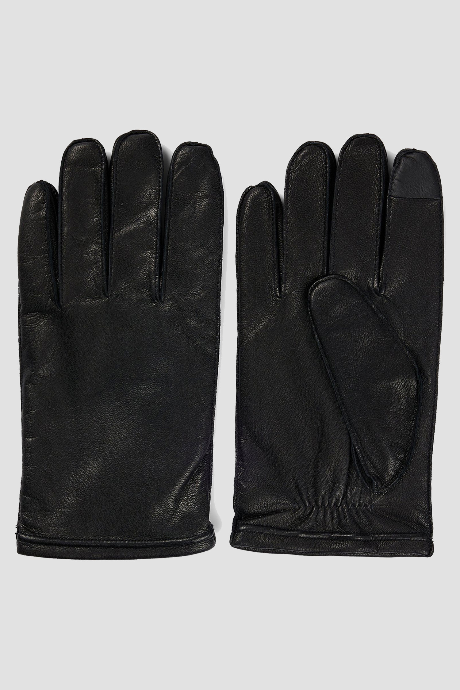 Мужские черные кожаные перчатки BOSS 50496740;001