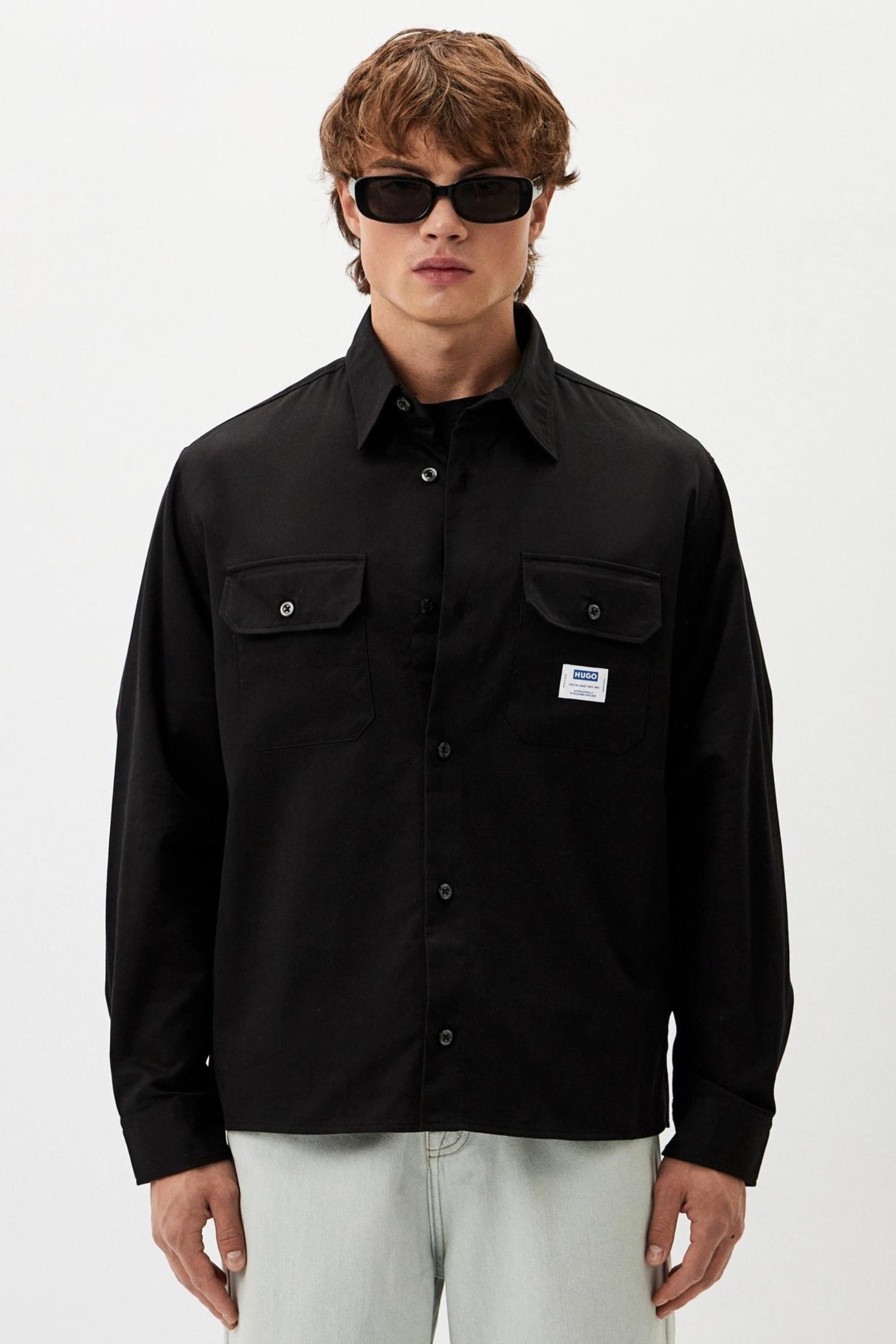 Мужская черная рубашка HUGO BLUE 50520001;001