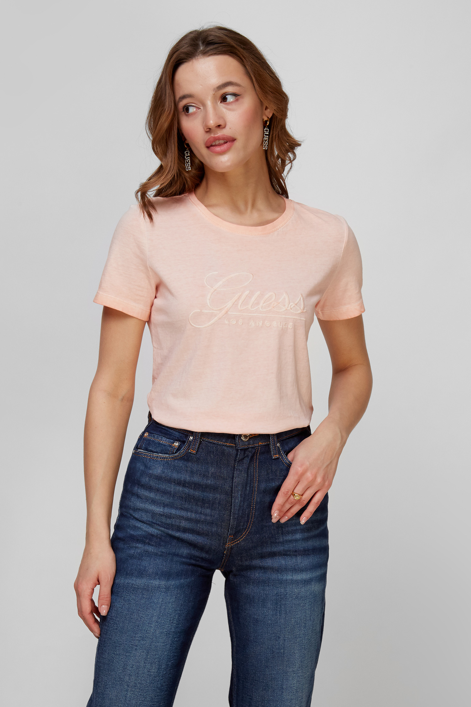 Женская персиковая футболка Guess W2GI09.I3Z00;G6L1