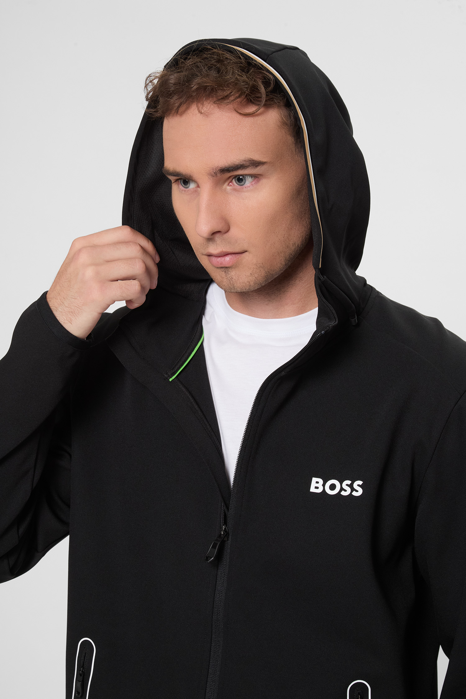 Чоловіча чорна кофта на блискавці BOSS 50542948;001